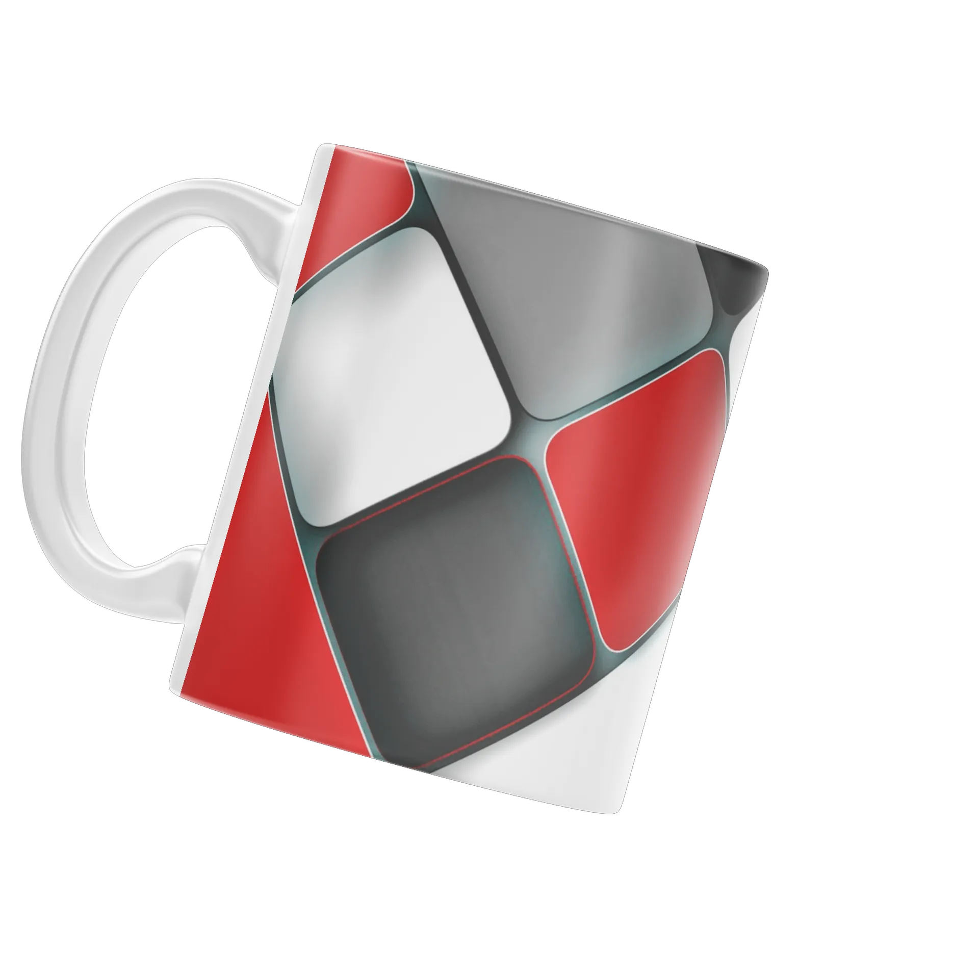Caneca Cerâmica Abstrato Vermelho Preto Branco 325ml - Imagem 3