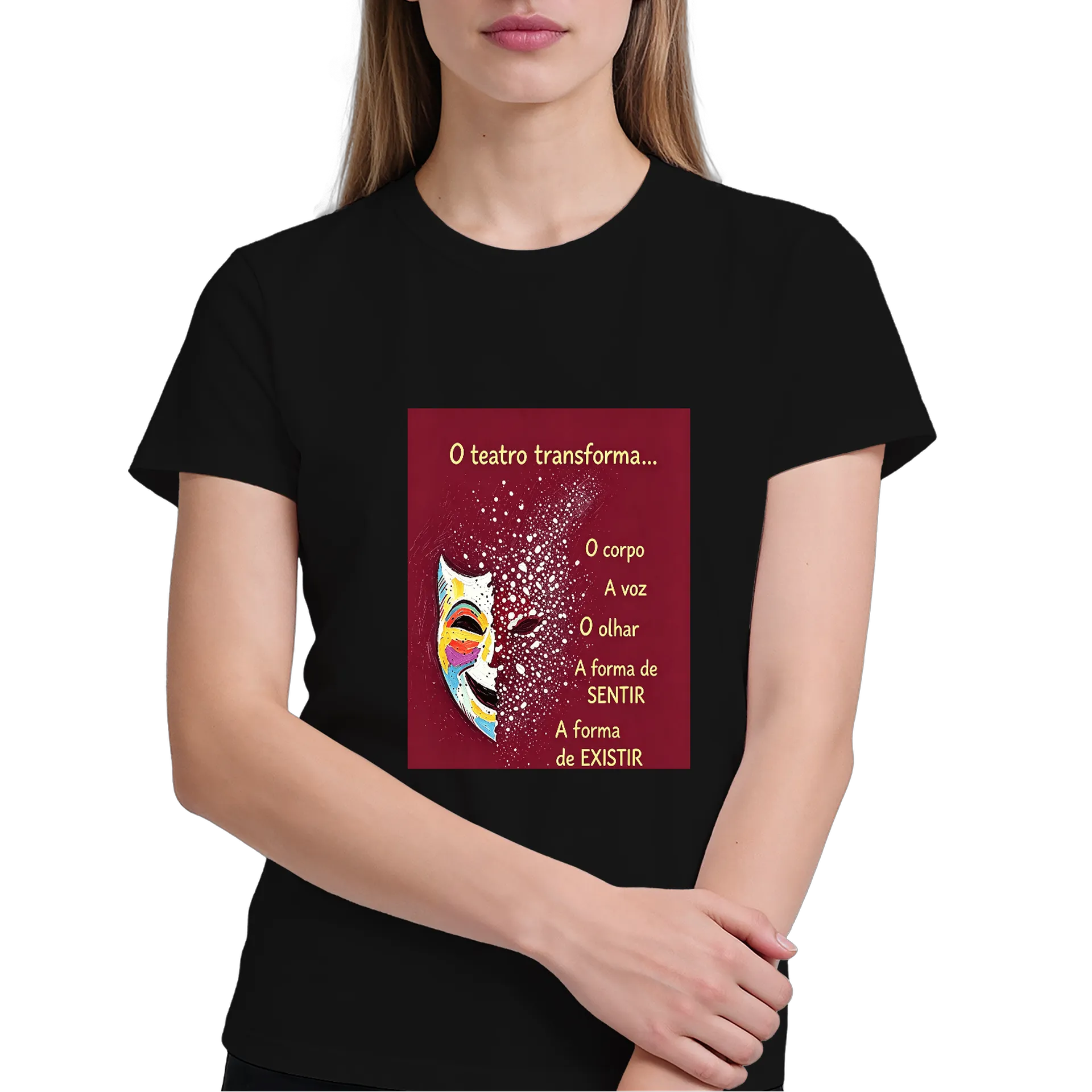 Camiseta Estampa Máscara Artística 100% Algodão - Imagem 4
