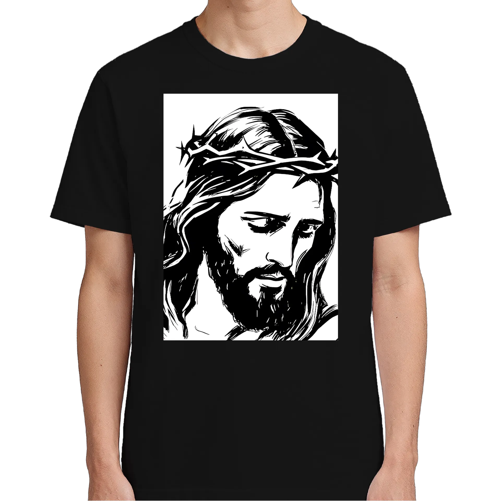 Camiseta Jesus Cristo,Preto 100% Algodão - Imagem 4