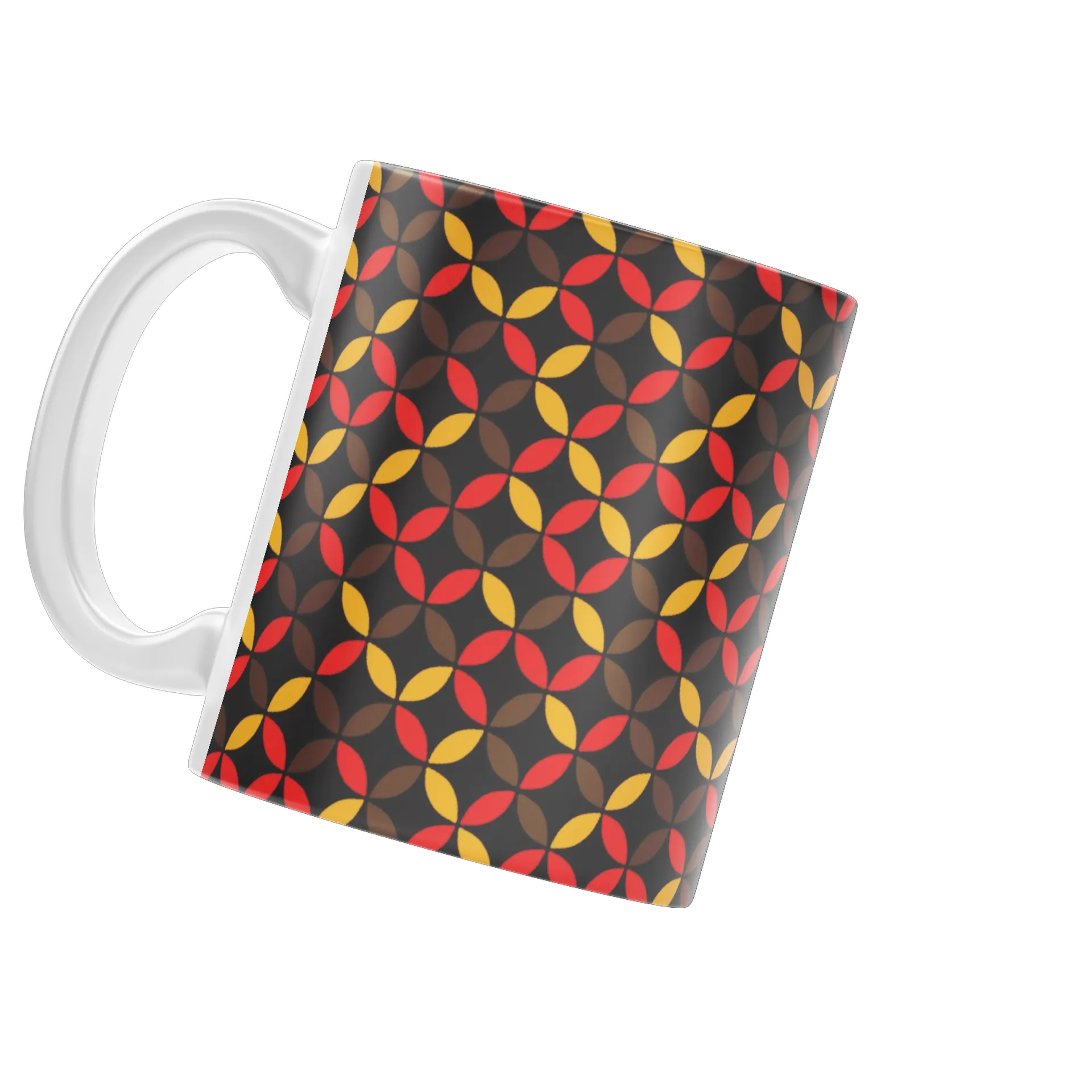 Caneca Estampa Geométrica Amarelo Vermelho Marrom 325ml - Imagem 3