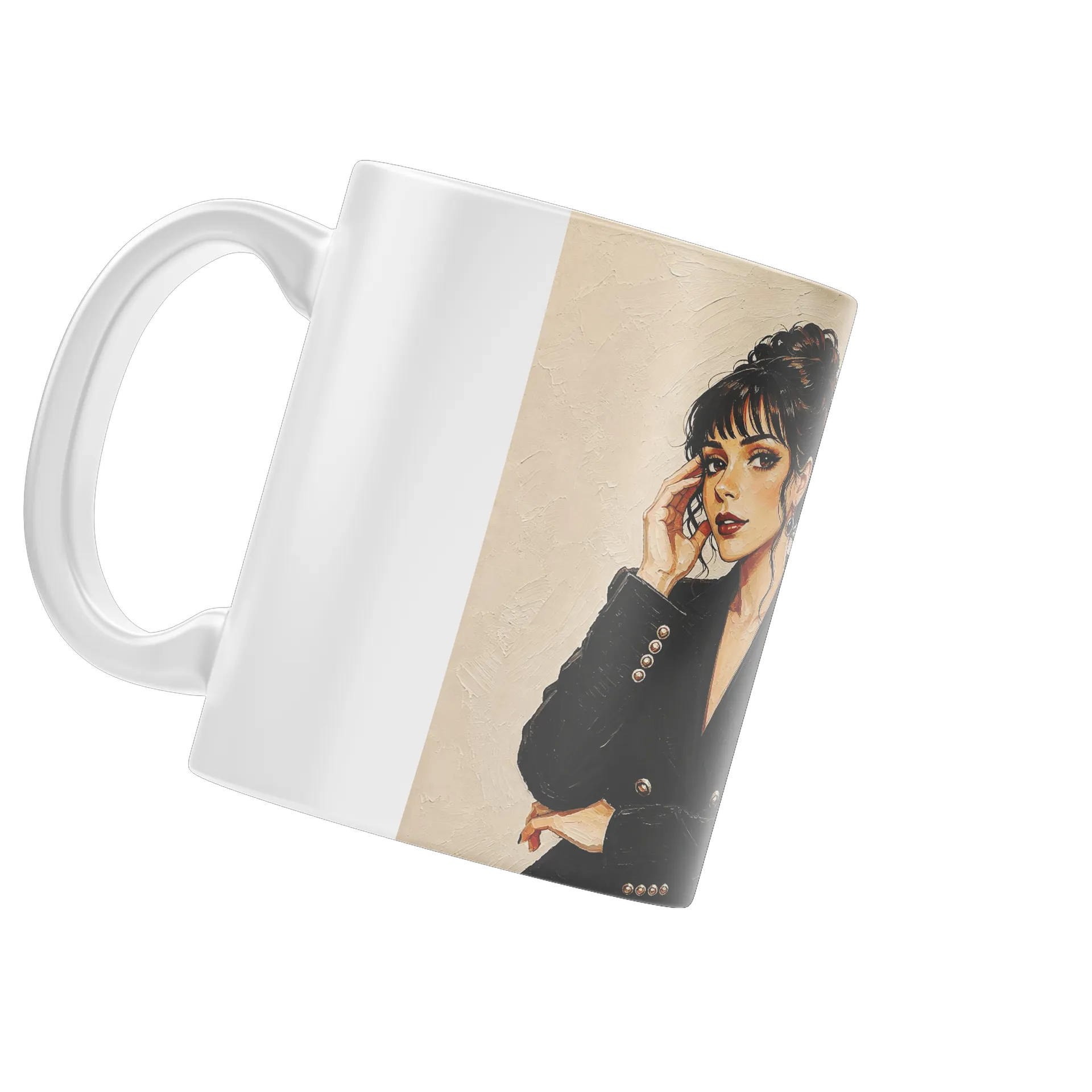 Caneca Porcelana Retrato Mulher Elegante 325ml - Imagem 4