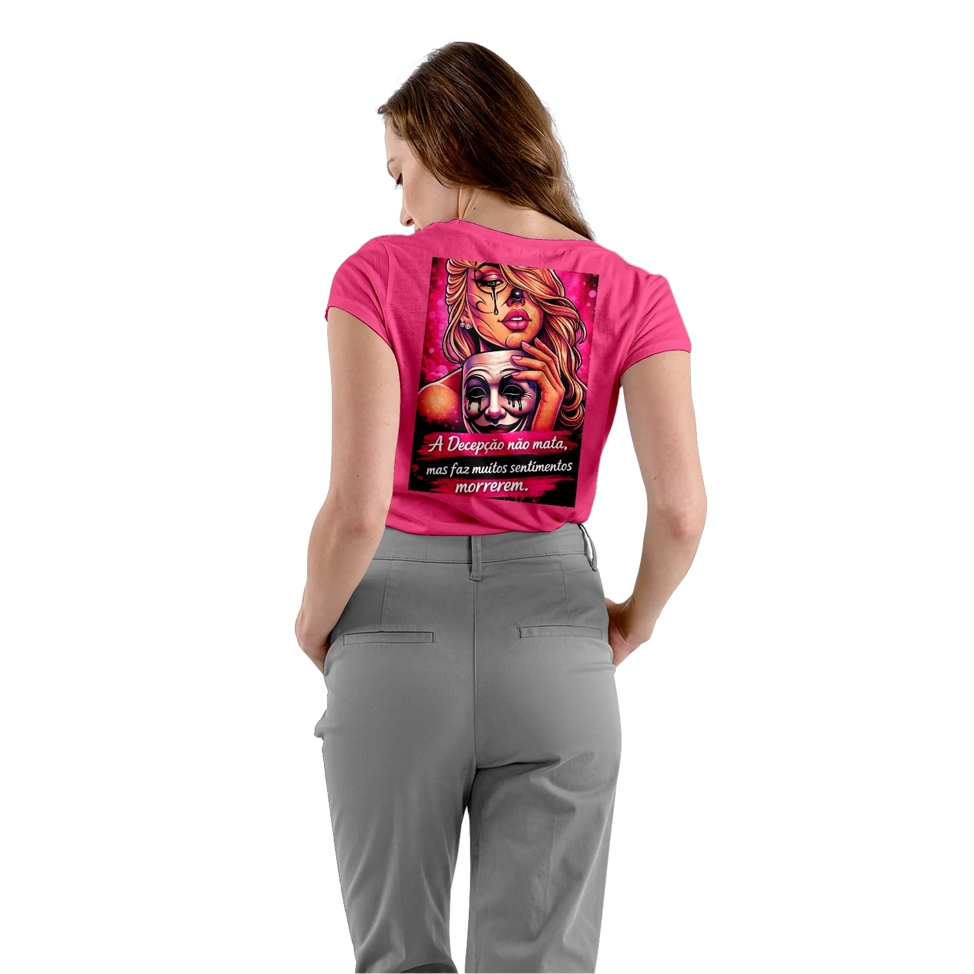 Camiseta Babylook Personalizada 100% Algodão Rosa - Imagem 4