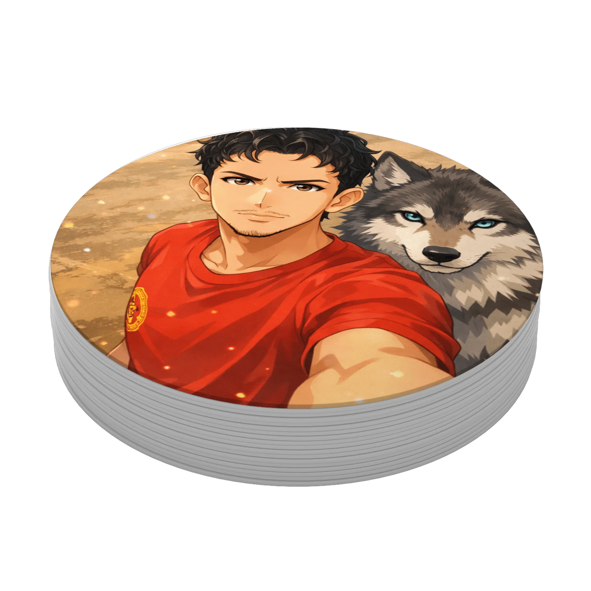Porta-copo MDF Personagem com Lobo 10x10cm - Imagem 4