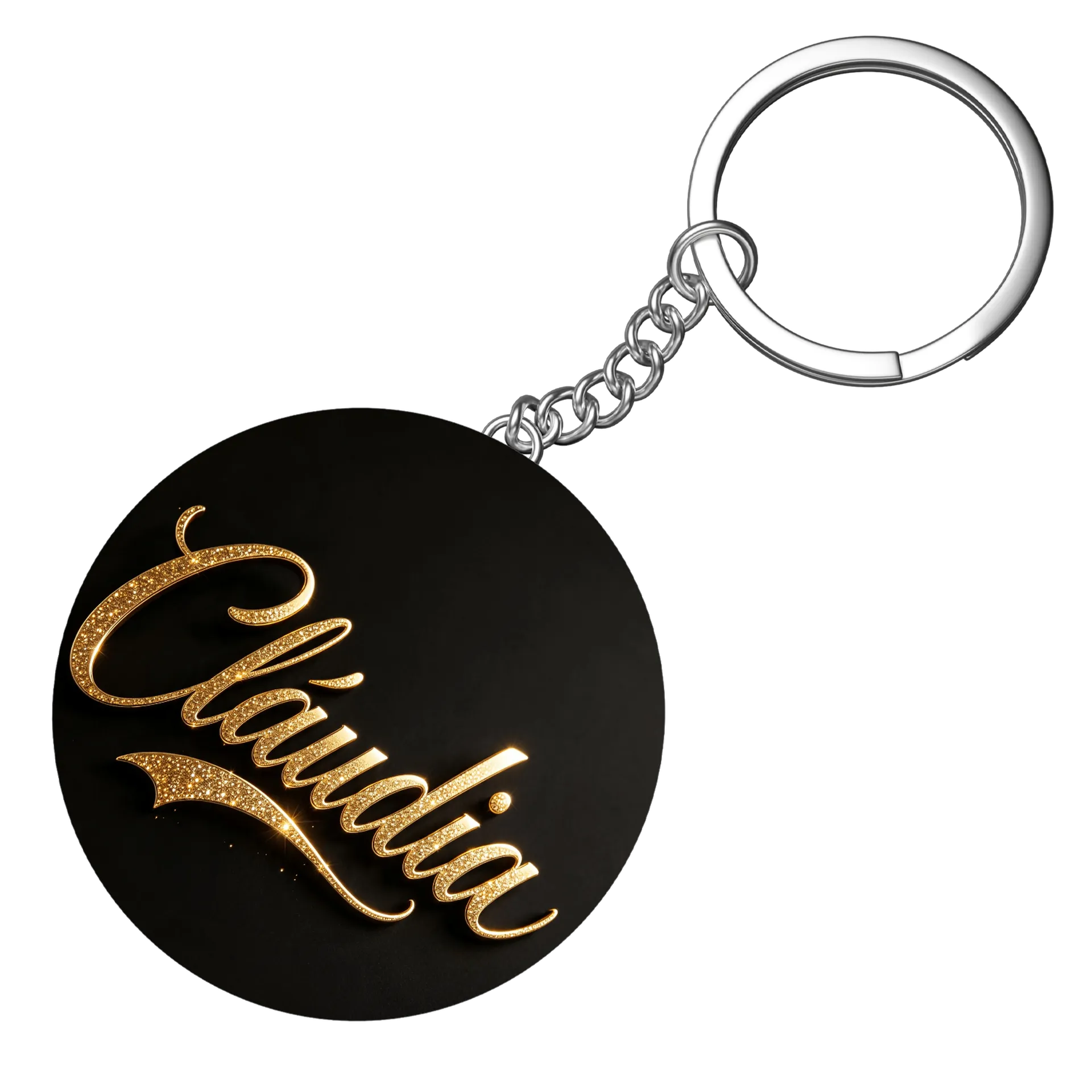 Chaveiro MDF Cláudia Estampa Letras Gliter - Imagem 3