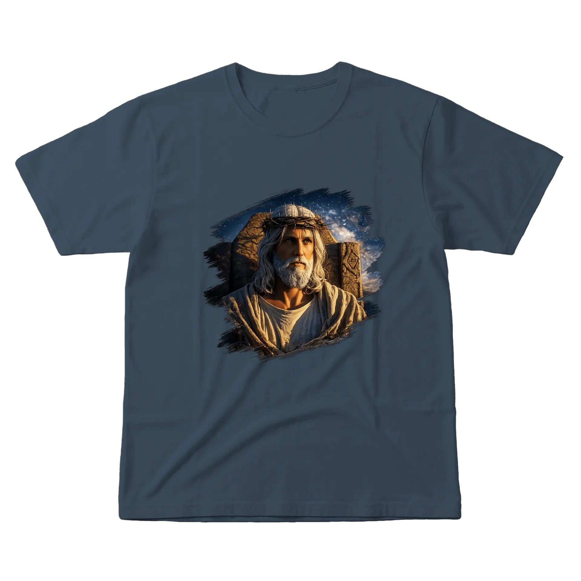 Camiseta Estampa Jesus Coroa Espinhos 100% Algodão - Imagem 1