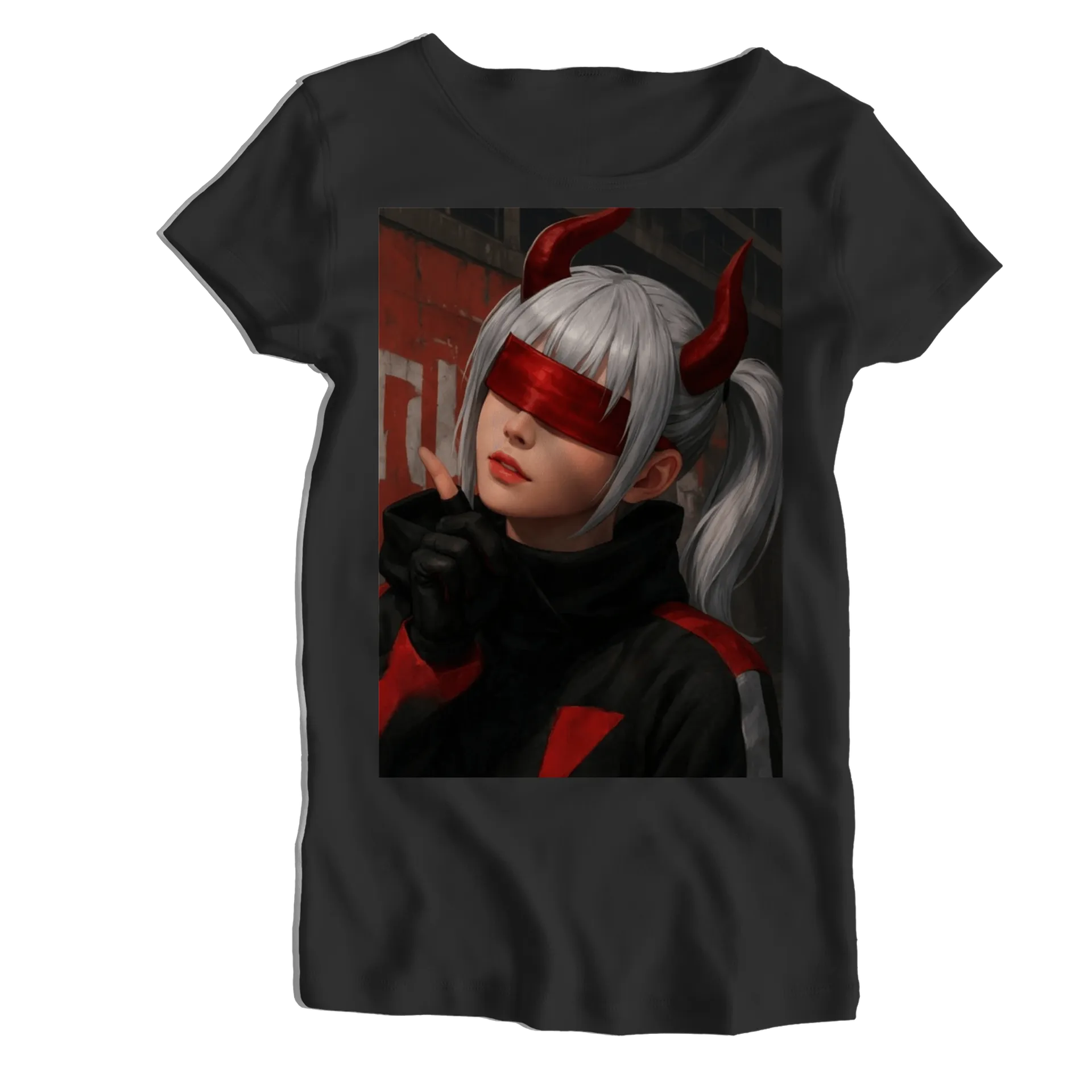 Camiseta Babylook Personagem de Chifres Estilo Anime 100% - Imagem 1