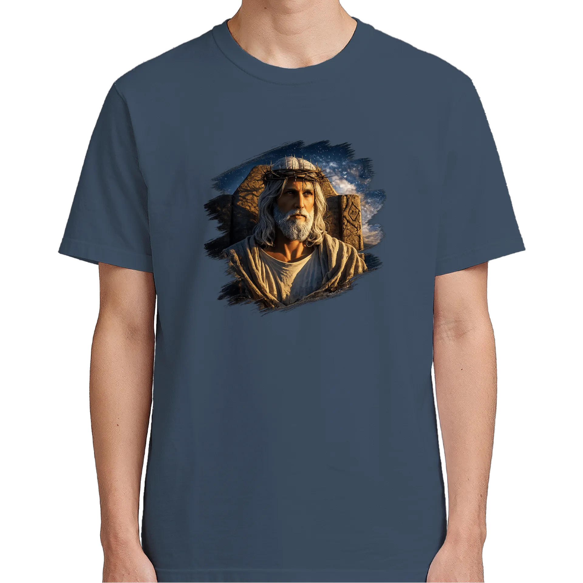 Camiseta Estampa Jesus Coroa Espinhos 100% Algodão - Imagem 5