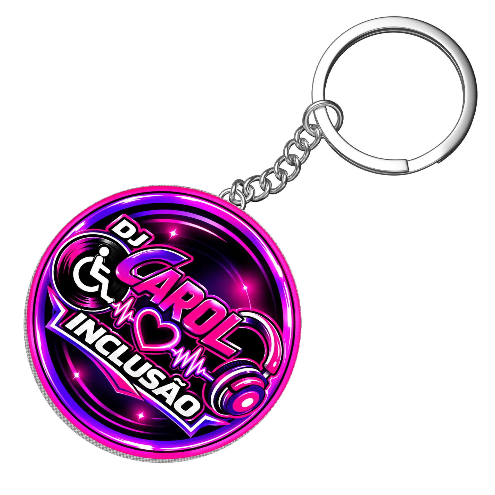 Chaveiro MDF Logo DJ Carol Inclusão com Vinil e Fones de Carol Inclusão — imagem 3 de 3