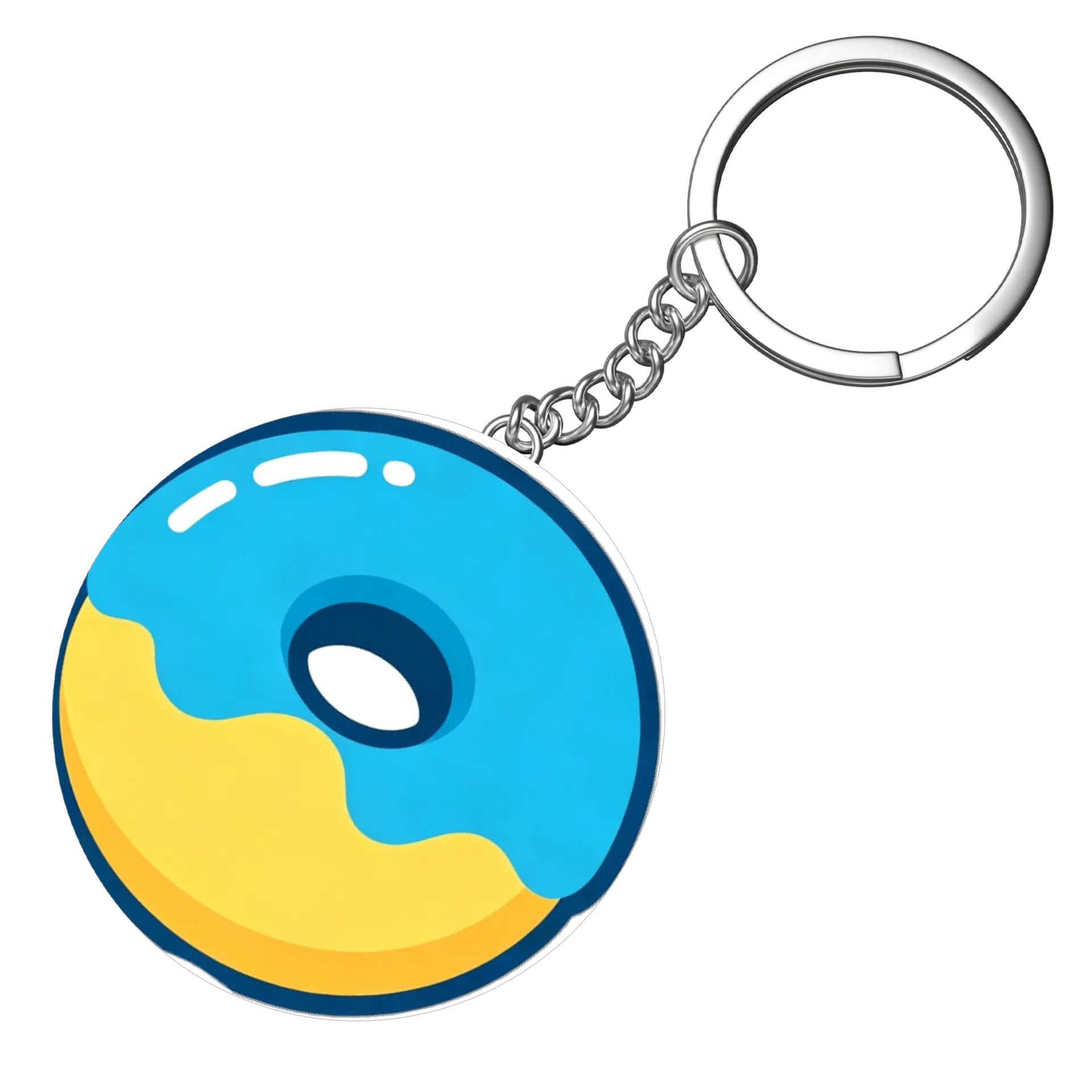 Chaveiro MDF Donut Azul e Amarelo 5x5cm - Imagem 4