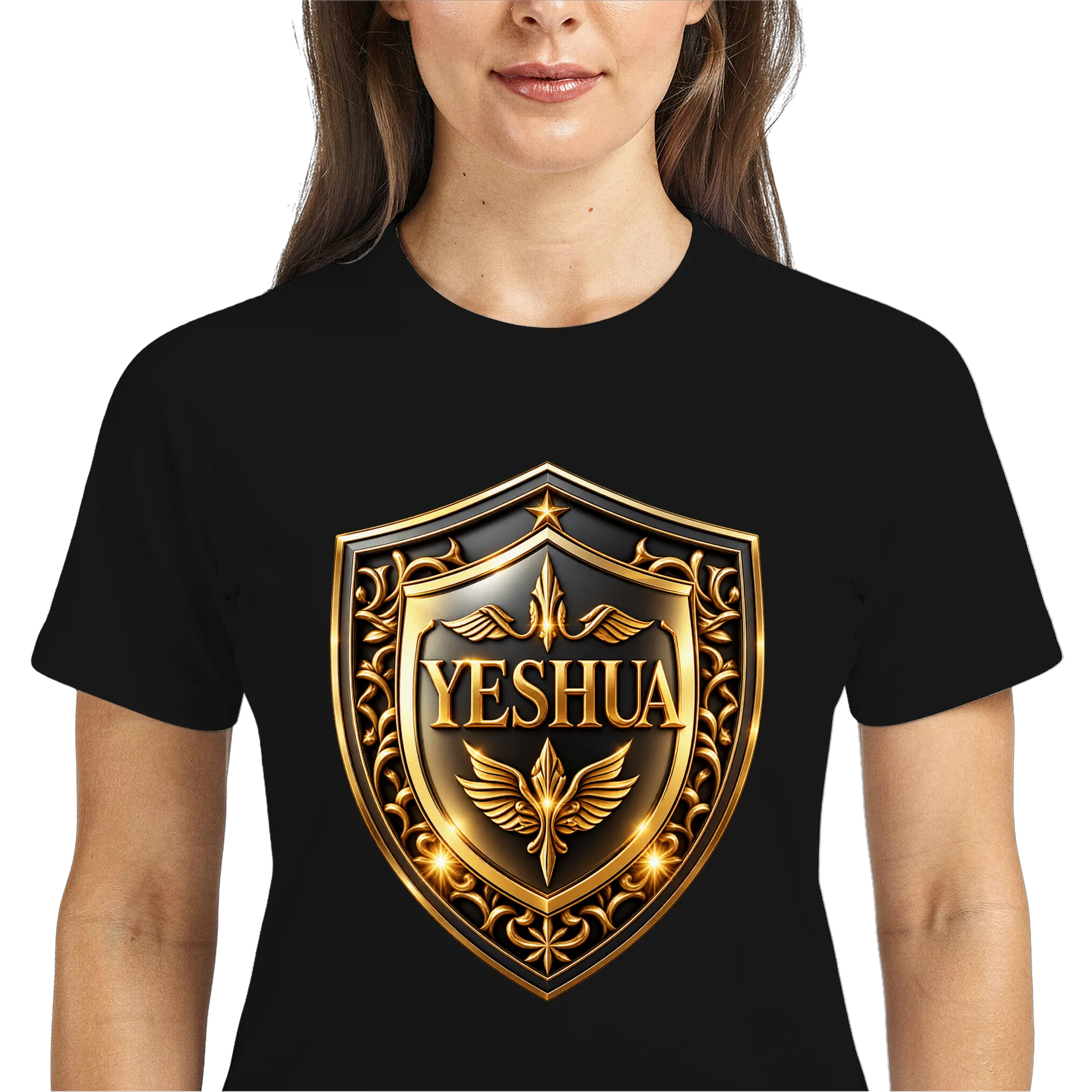 Camiseta Dry Fit Escudo Yeshua Dourado e Preto Unissex - Imagem 2