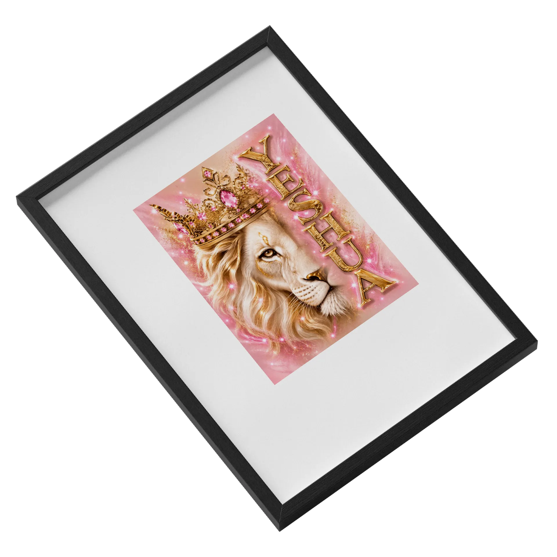 Quadro Realeza Leoa Dubai Rosa A3 com Vidro MDF e Vidro de Tamires Thormes  — imagem 2 de 3