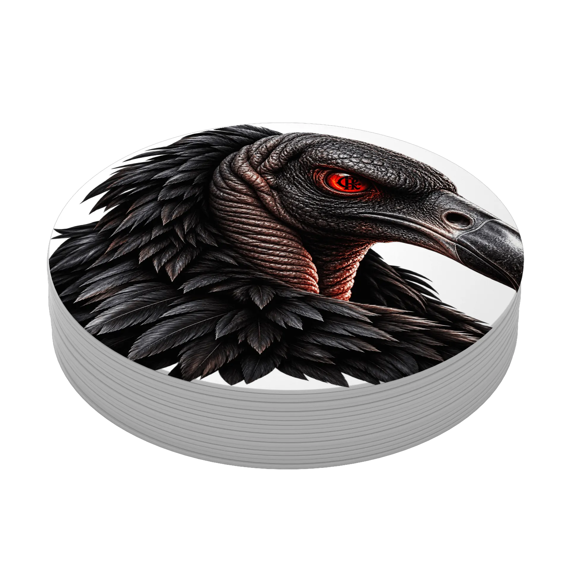 Porta-copo Corvo Realista Olho Vermelho MDF - Imagem 3