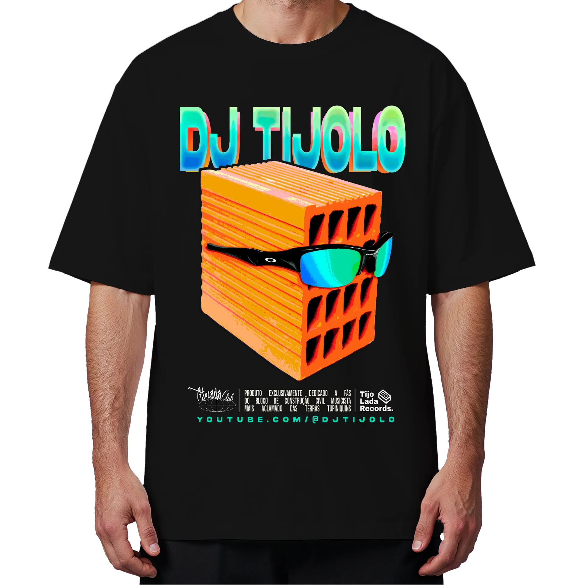 Camiseta Oversized DJ TIJOLO Clássica - Frente de DJ TIJOLO — imagem 1 de 6