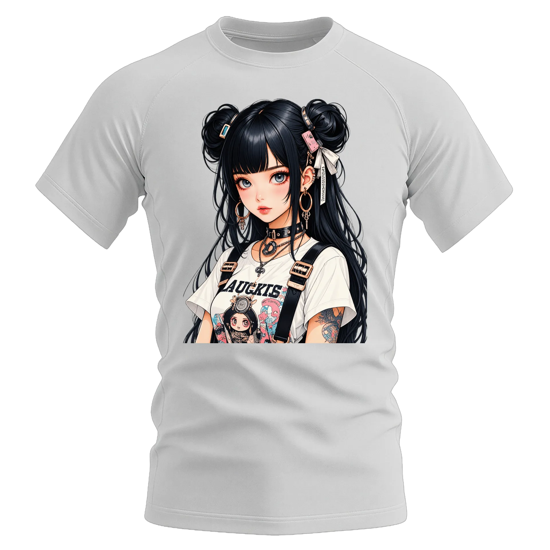 Camiseta Dry Fit Estampa Anime Garota de Cabelo Preto - Imagem 1