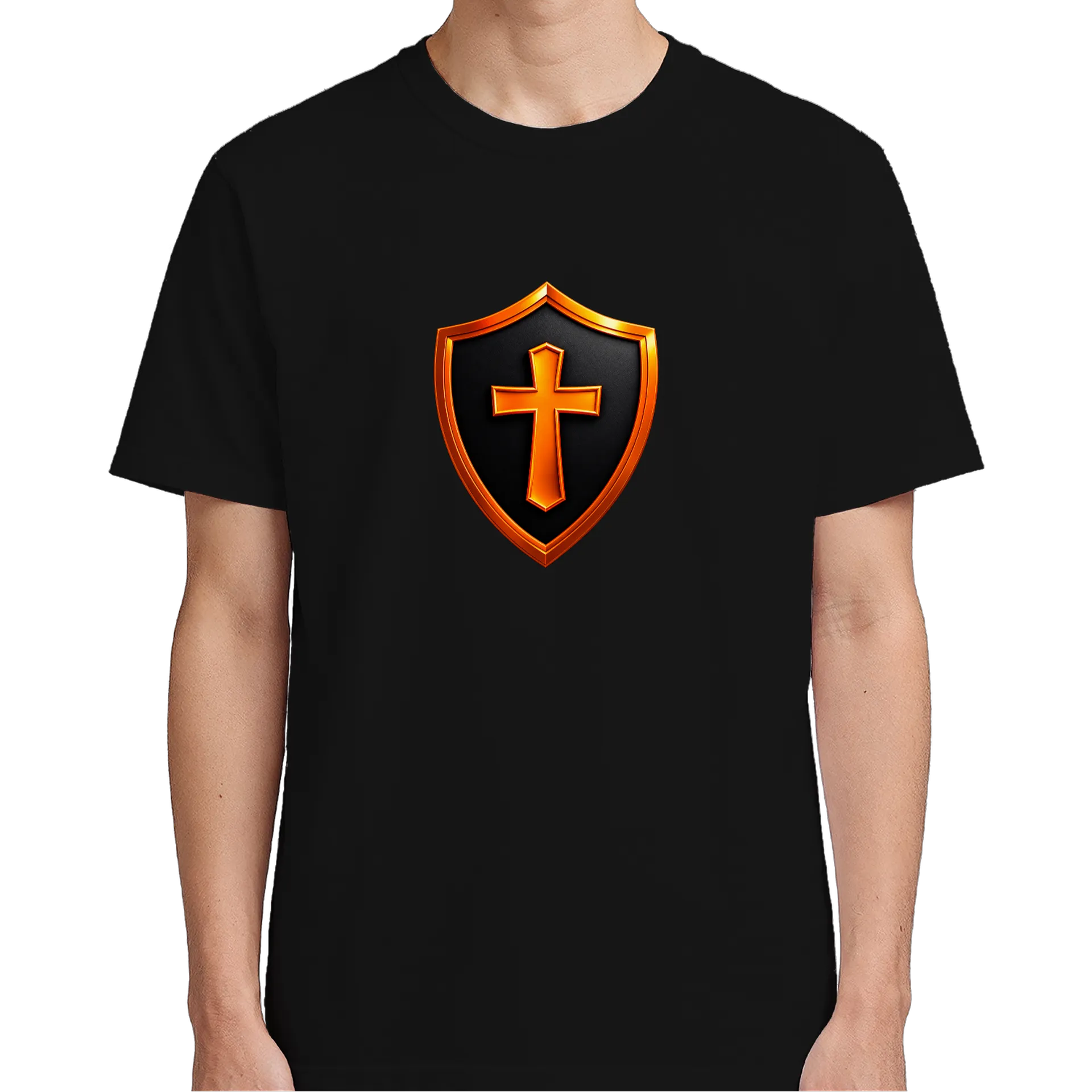 Camiseta Escudo Preto e Cruz Laranja 100% Algodão de CryptosJhonny — imagem 4 de 6