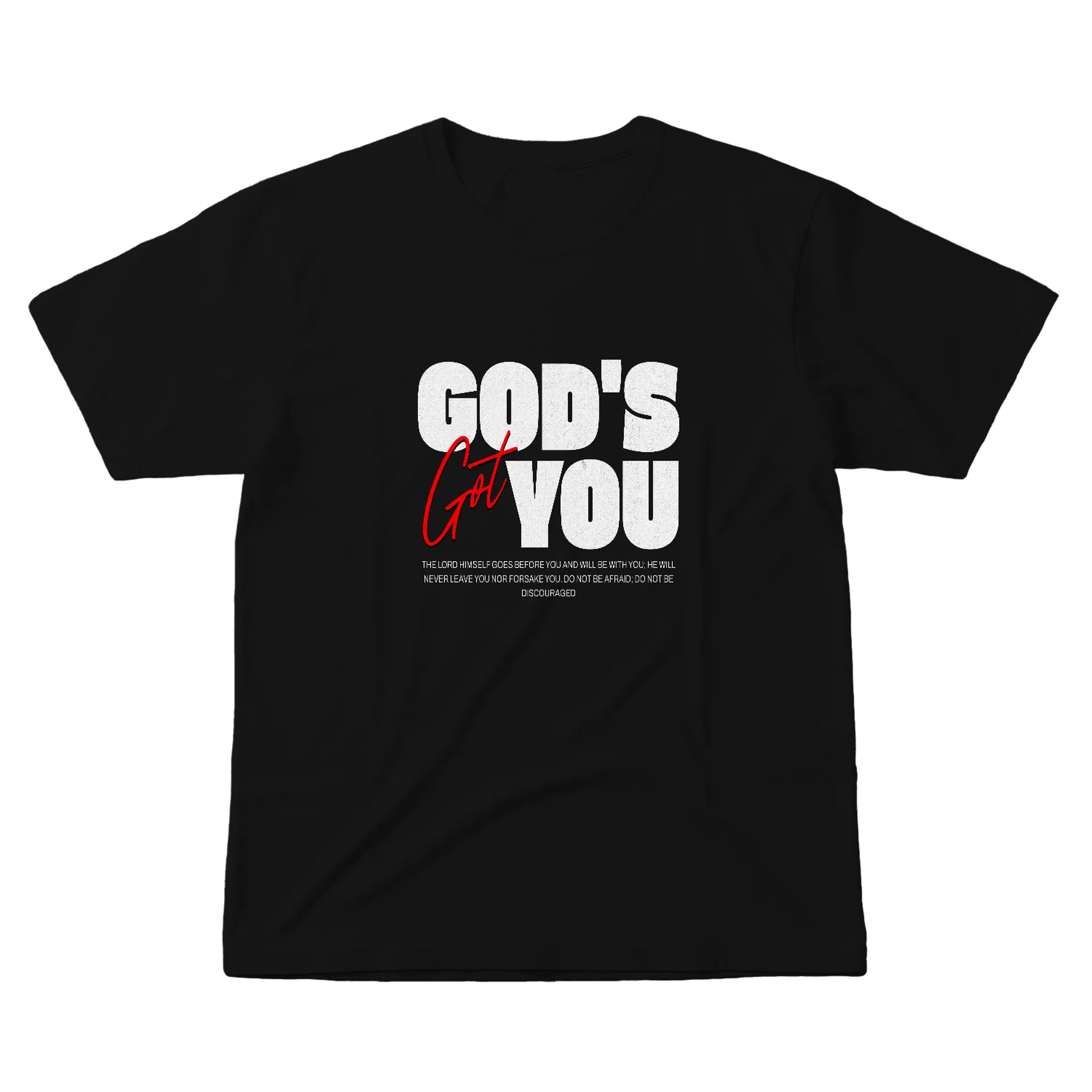 Camiseta Estampa Tipográfica Deus Está Com Você 100% Algodão - Imagem 1