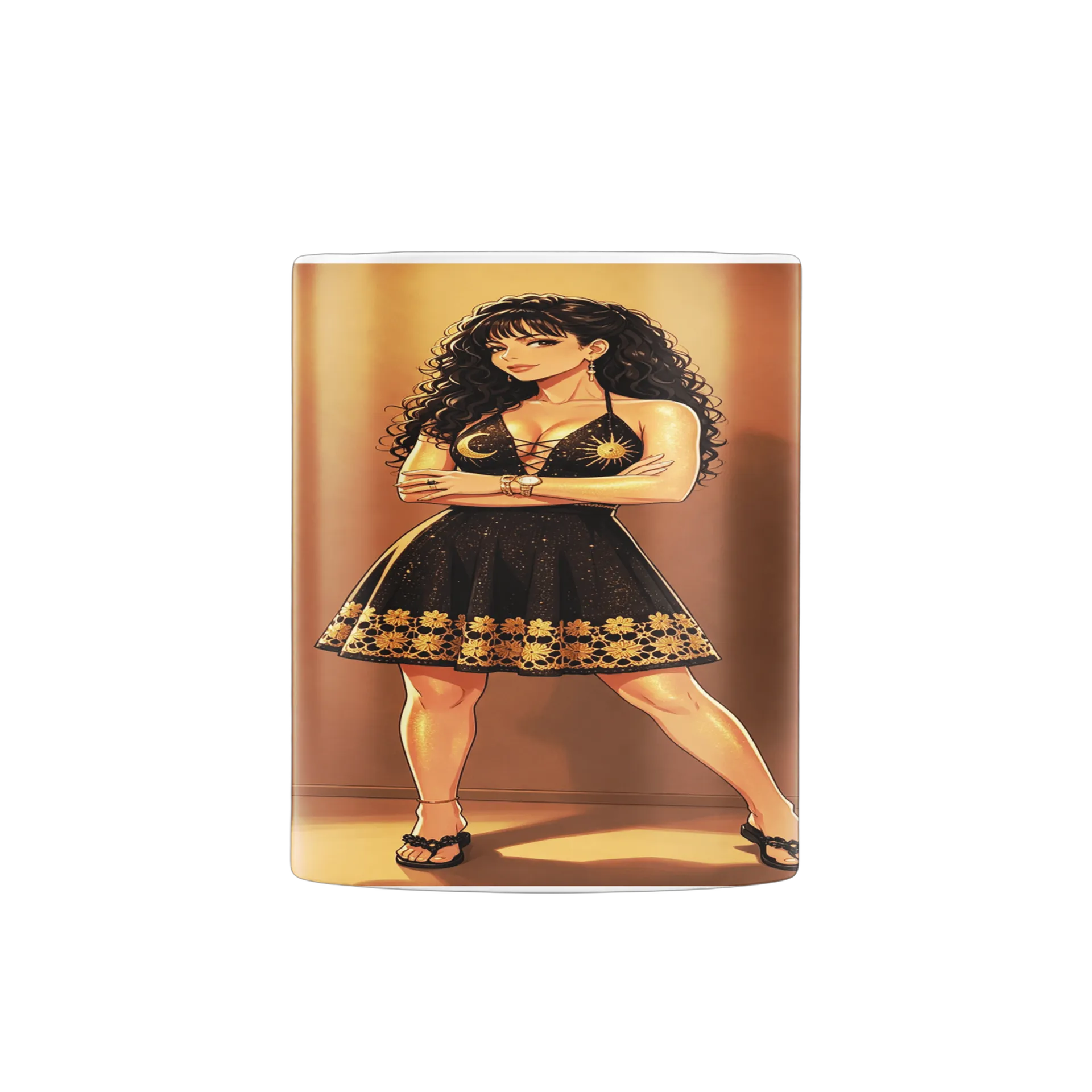 Caneca Porcelana Pessoa Estampa Mulher Solar Plissada 325ml - Imagem 3