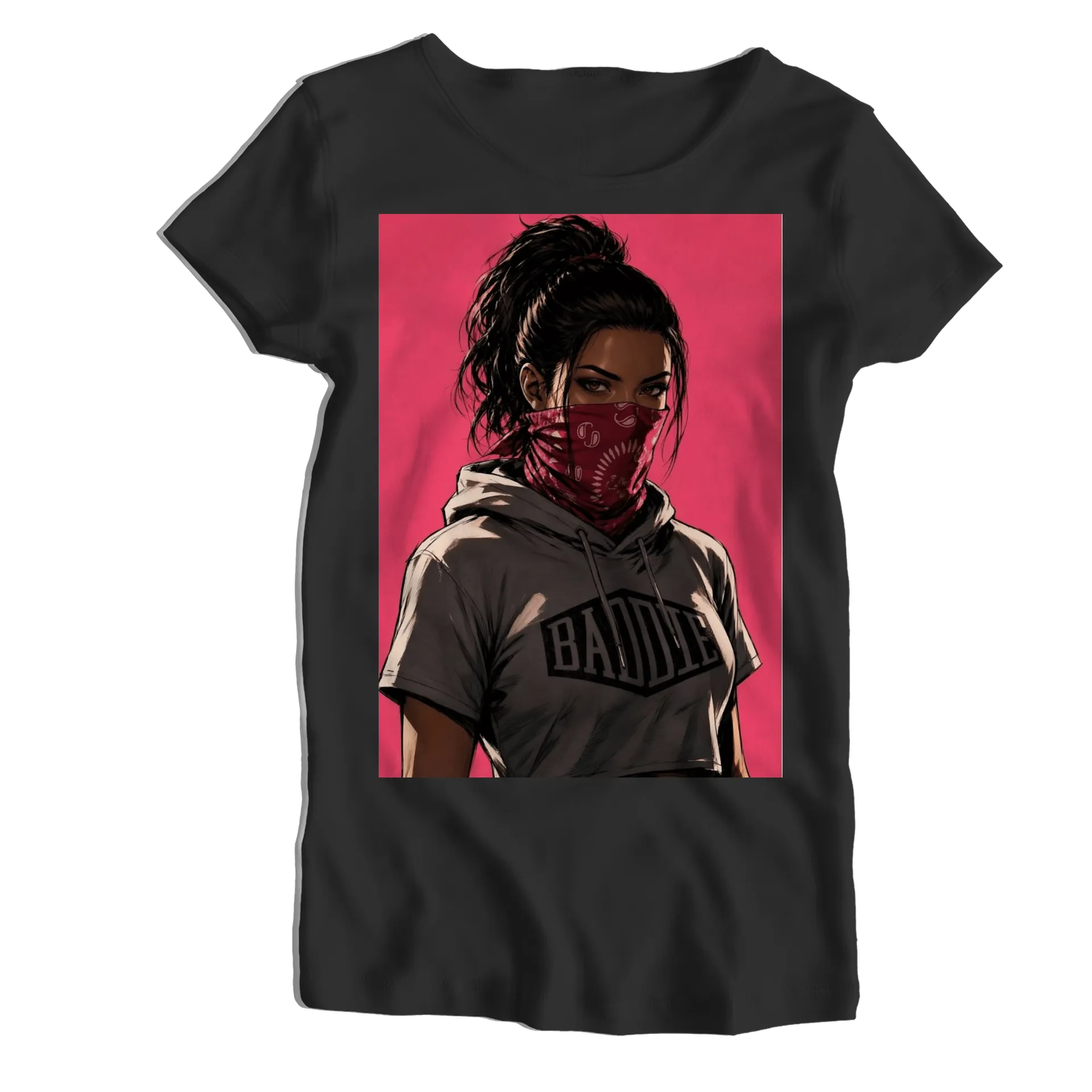Camiseta Babylook Arte Anime Mulher de Bandana 100% Algodão - Imagem 1