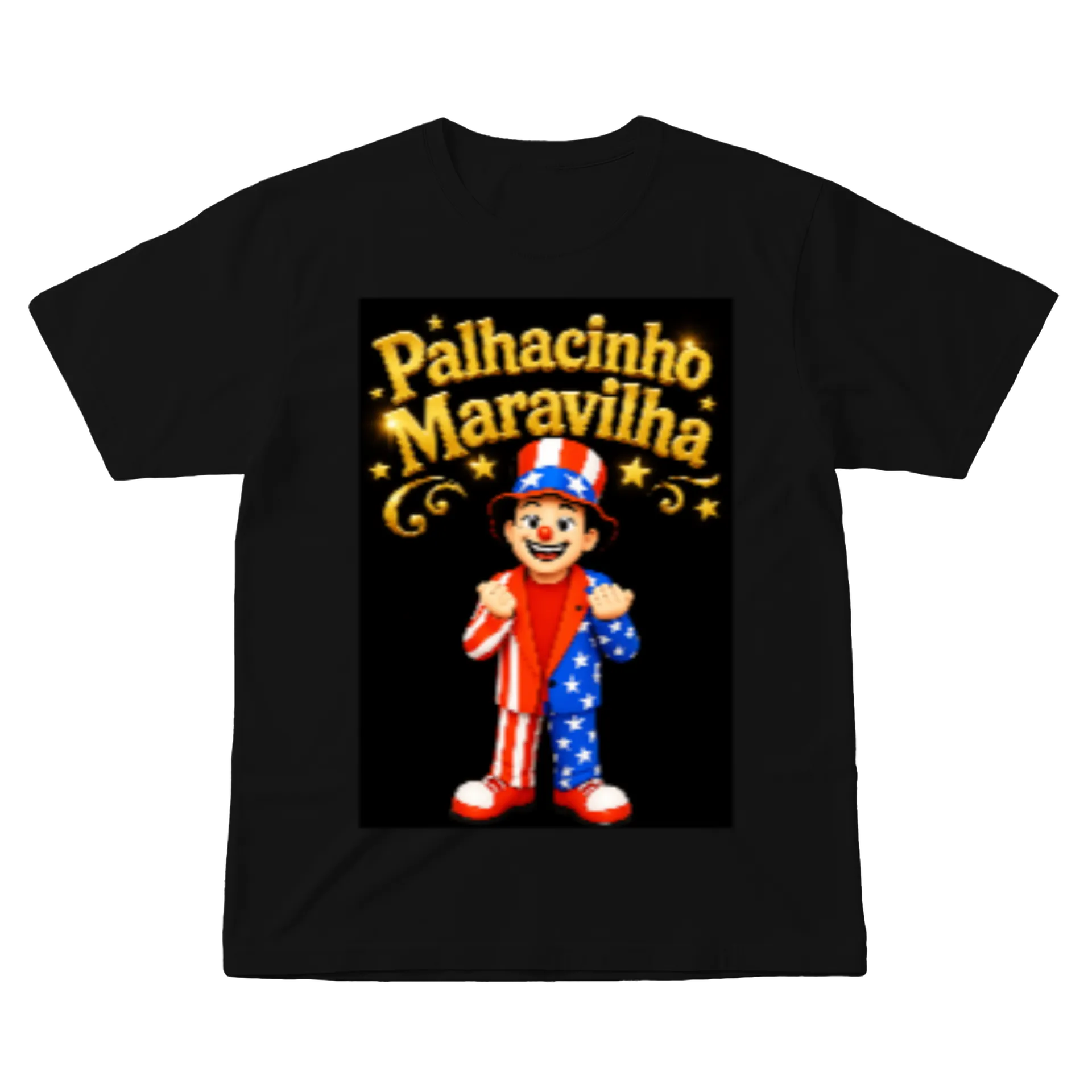 Camiseta Palhacinho Maravilha 100% Algodão Preto de Loja Palhacinho Maravilha 