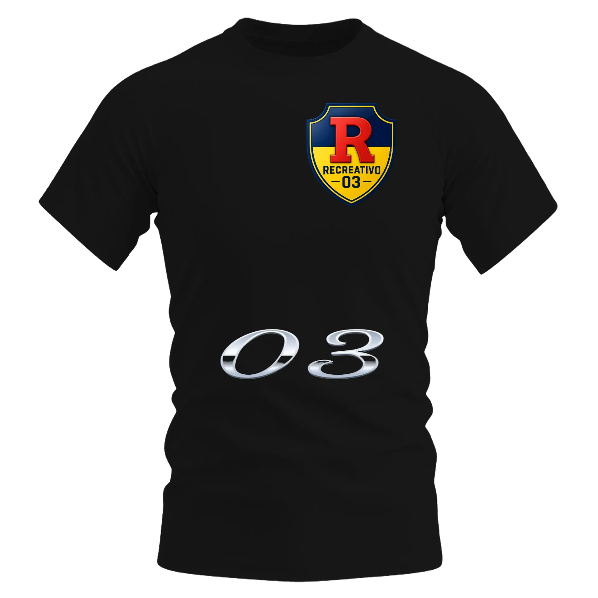 Camiseta Dry Fit Escudo Recreativo 03 Vermelho e Amarelo - Imagem 1