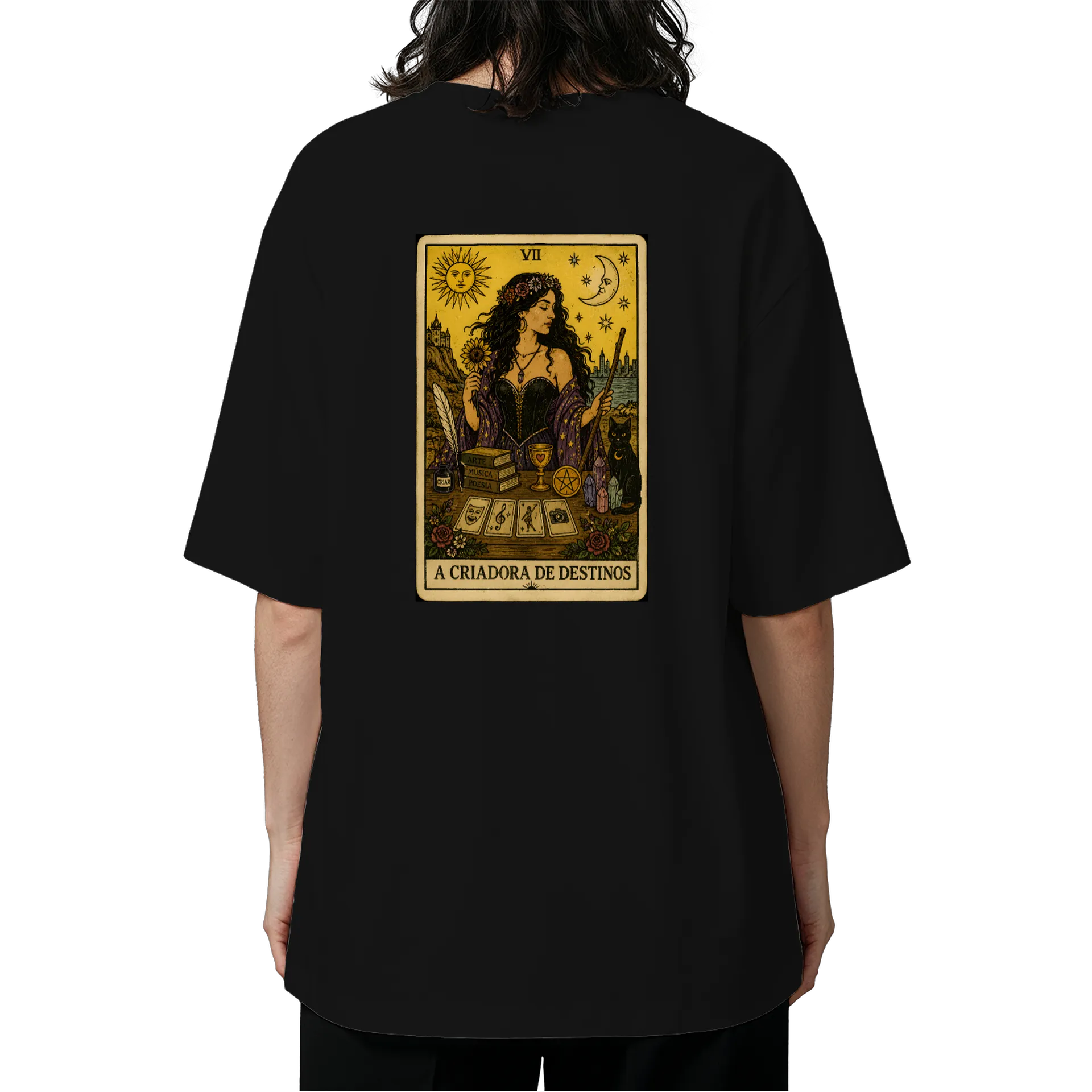 Camiseta Oversized A Criadora de Destinos Estampa Tinta - Imagem 5