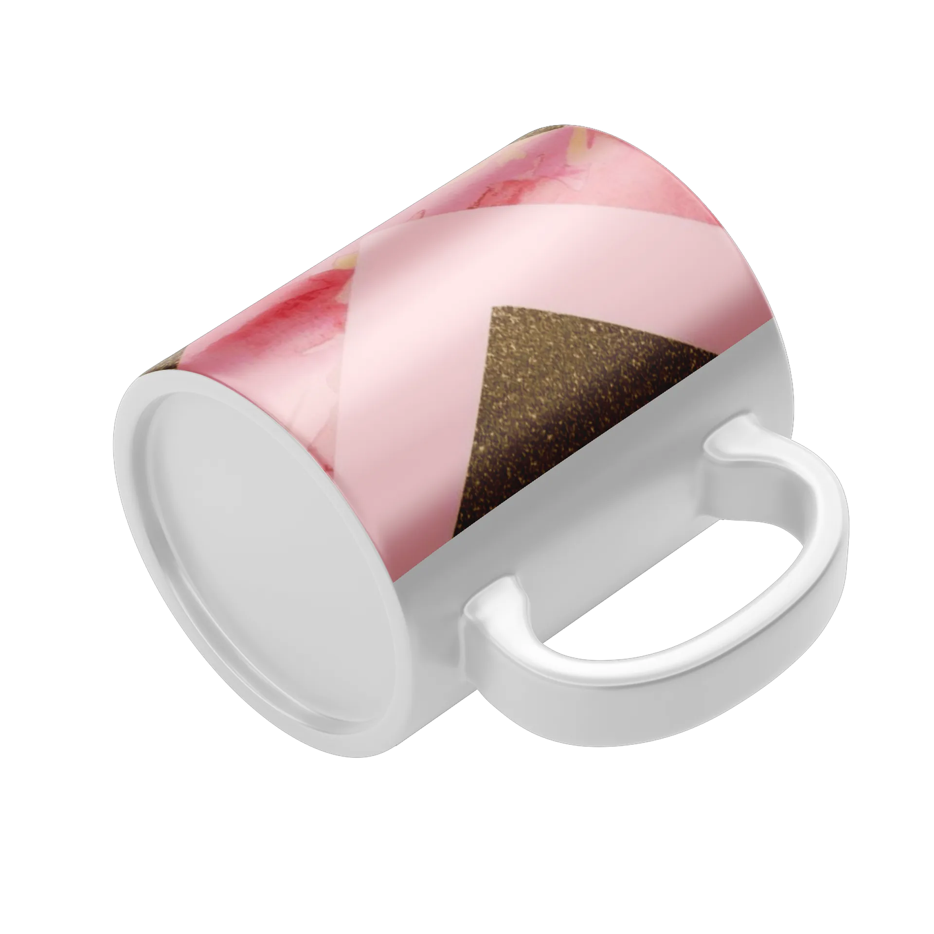 Caneca Porcelana Estampa Rosa Geométrica 325ml - Imagem 4