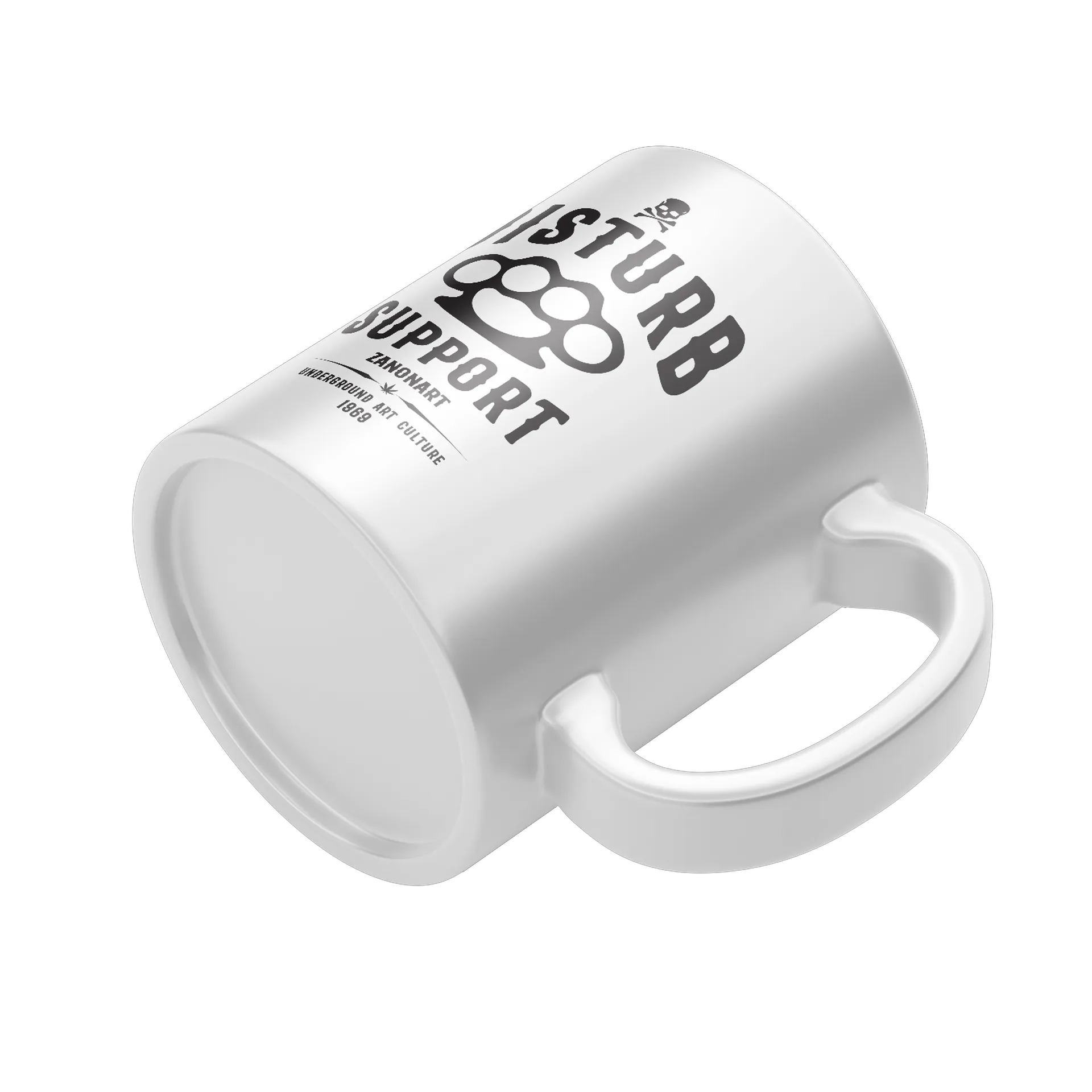 Caneca Porcelana Estampa Disturb Support Branco - Imagem 4
