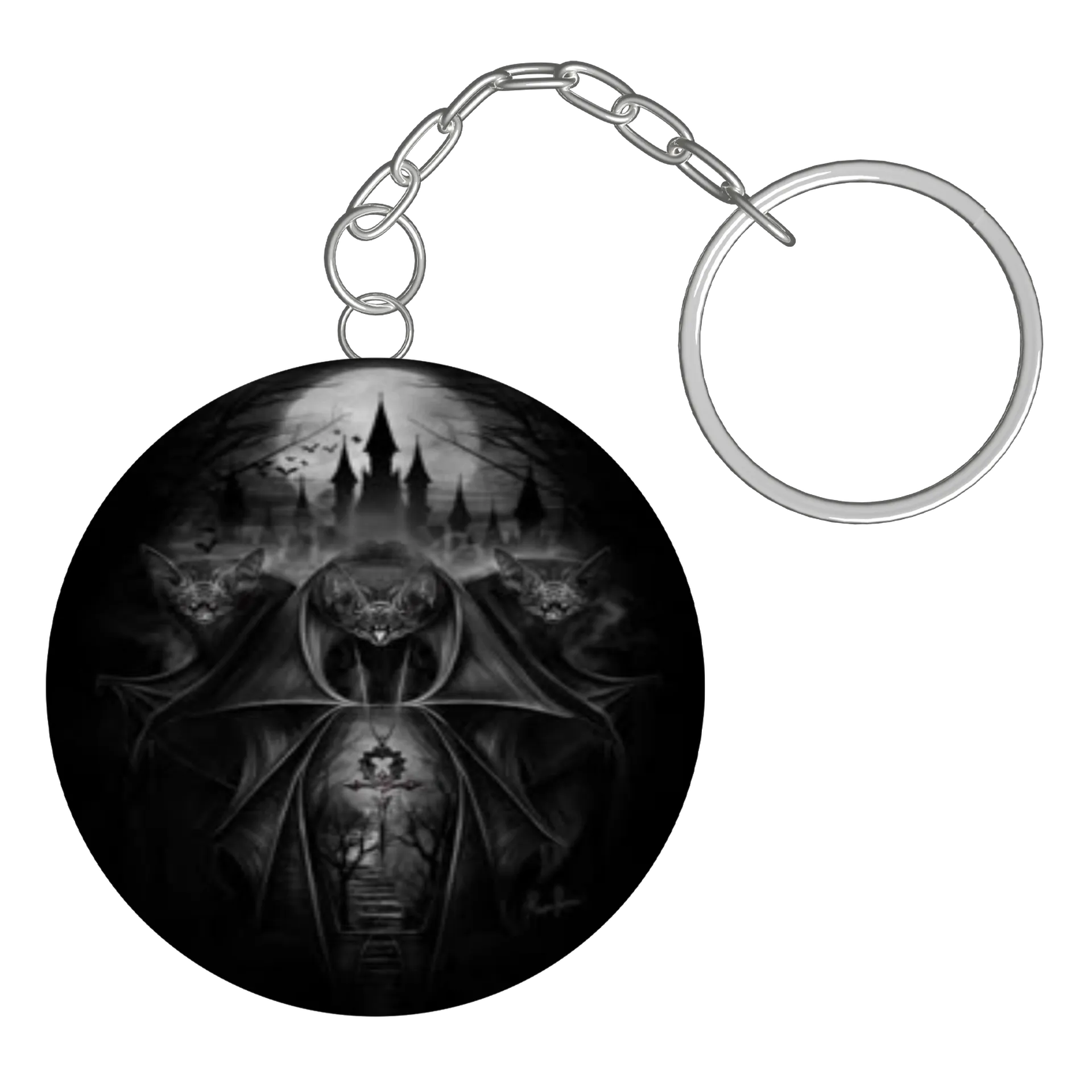 Chaveiro MDF Vampiro Preto e Branco - Imagem 3