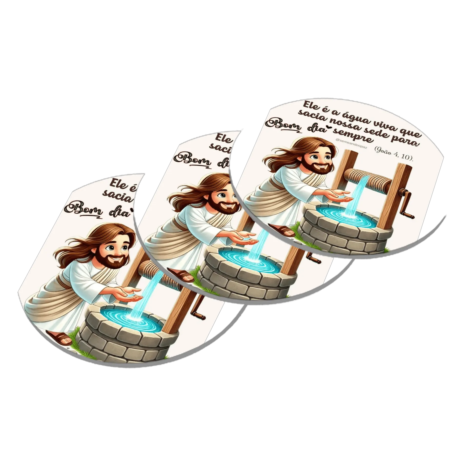 Porta-copo Jesus Cartoon Poço e Água Viva MDF de https://bugbug.com.br — imagem 2 de 3