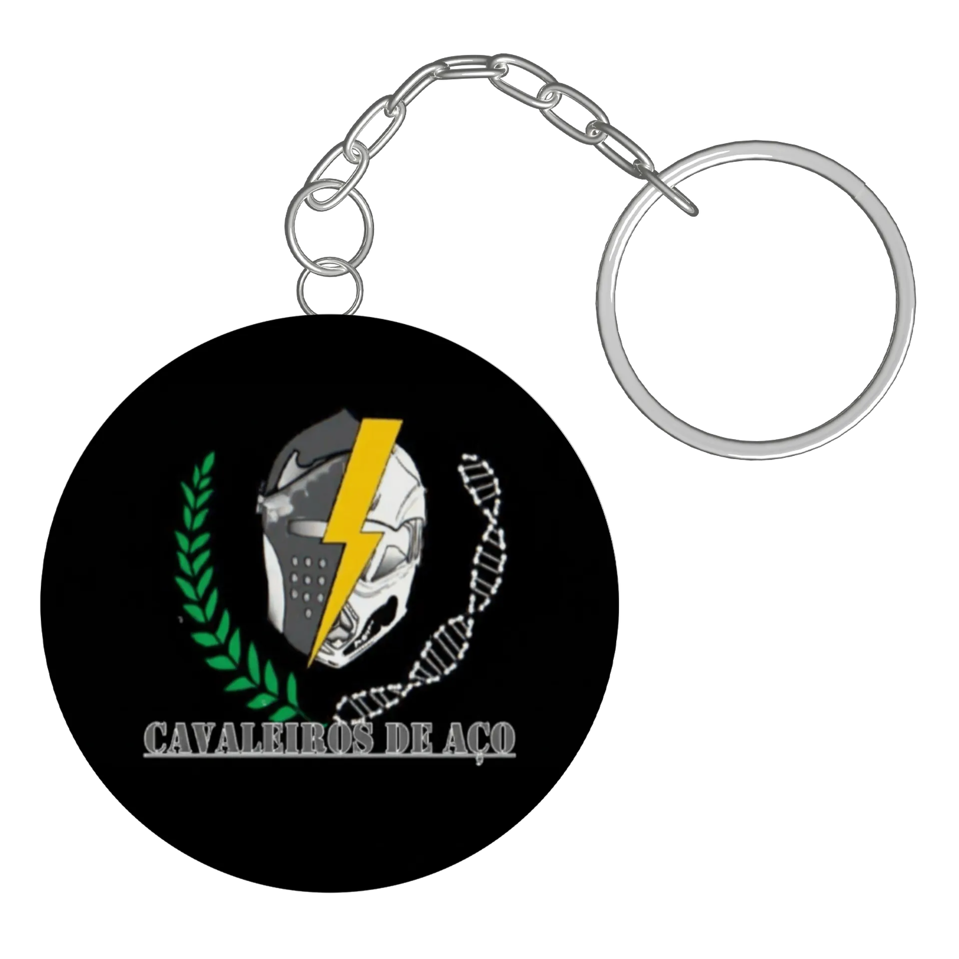 Chaveiro MDF Capacete com Raio e DNA Cavalheiros de Aço - Imagem 2