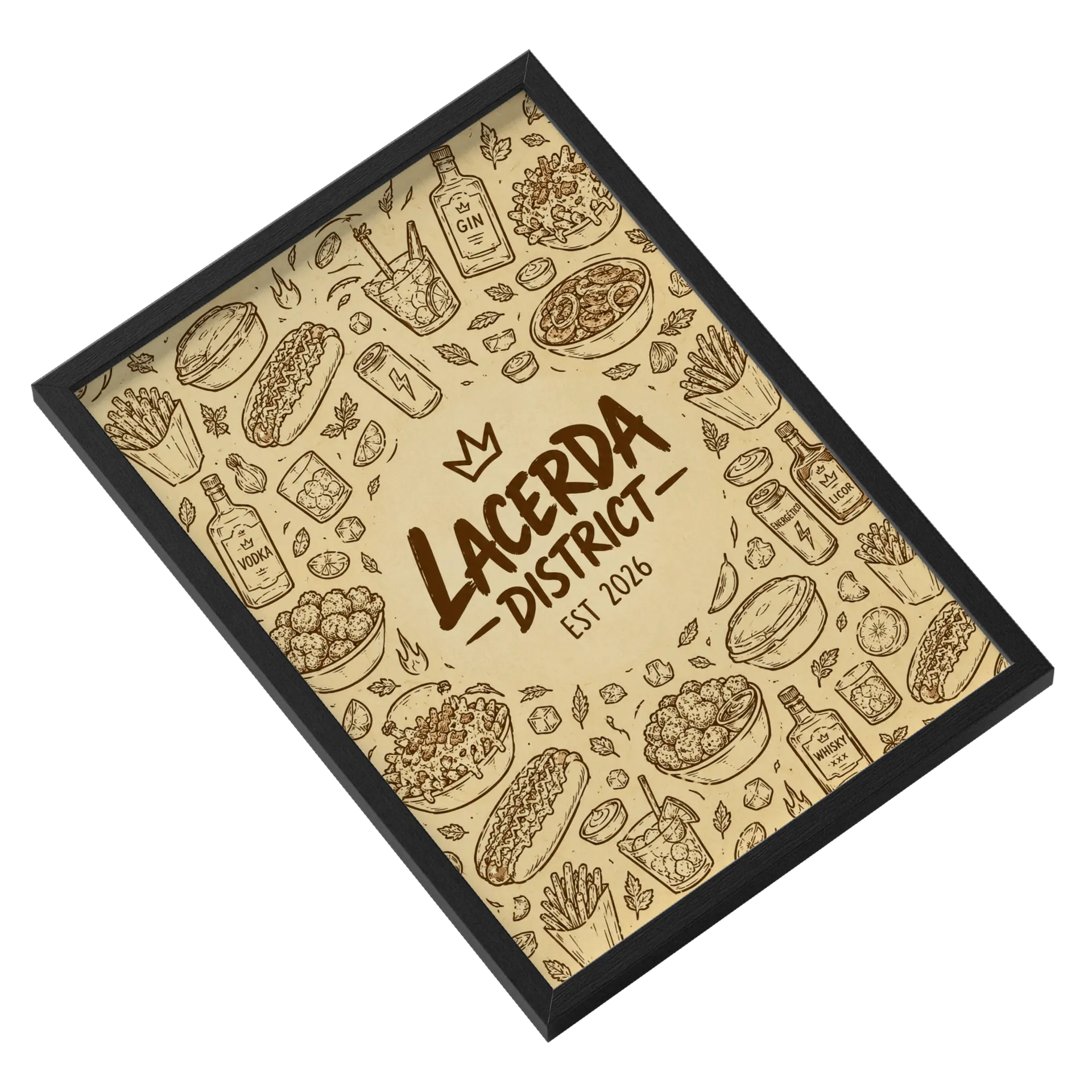 Quadro Lacerda District  est 2026  A3 com Vidro e MDF de Universe Garage — imagem 2 de 3