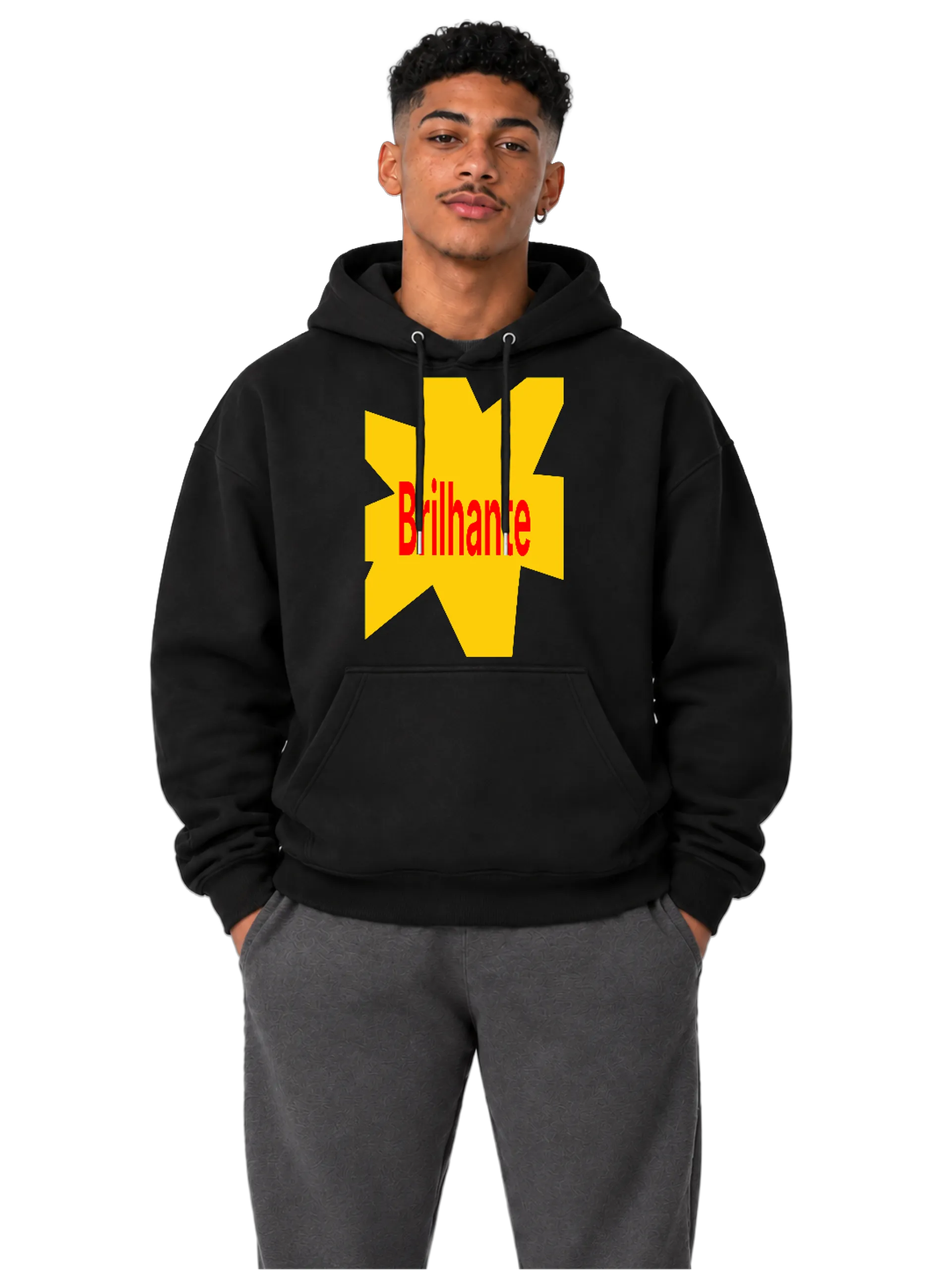 Blusa Moletom Canguru Estampa Tipográfica Brilhante - Imagem 3