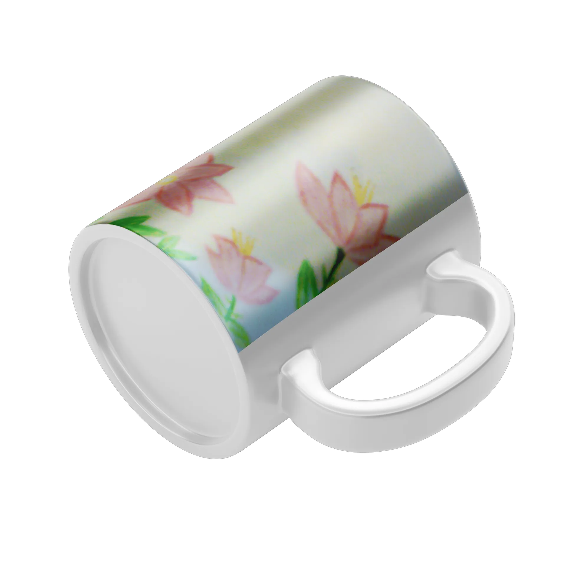 Caneca Desenho de Flores Rosas e Folhas 325ml - Imagem 4