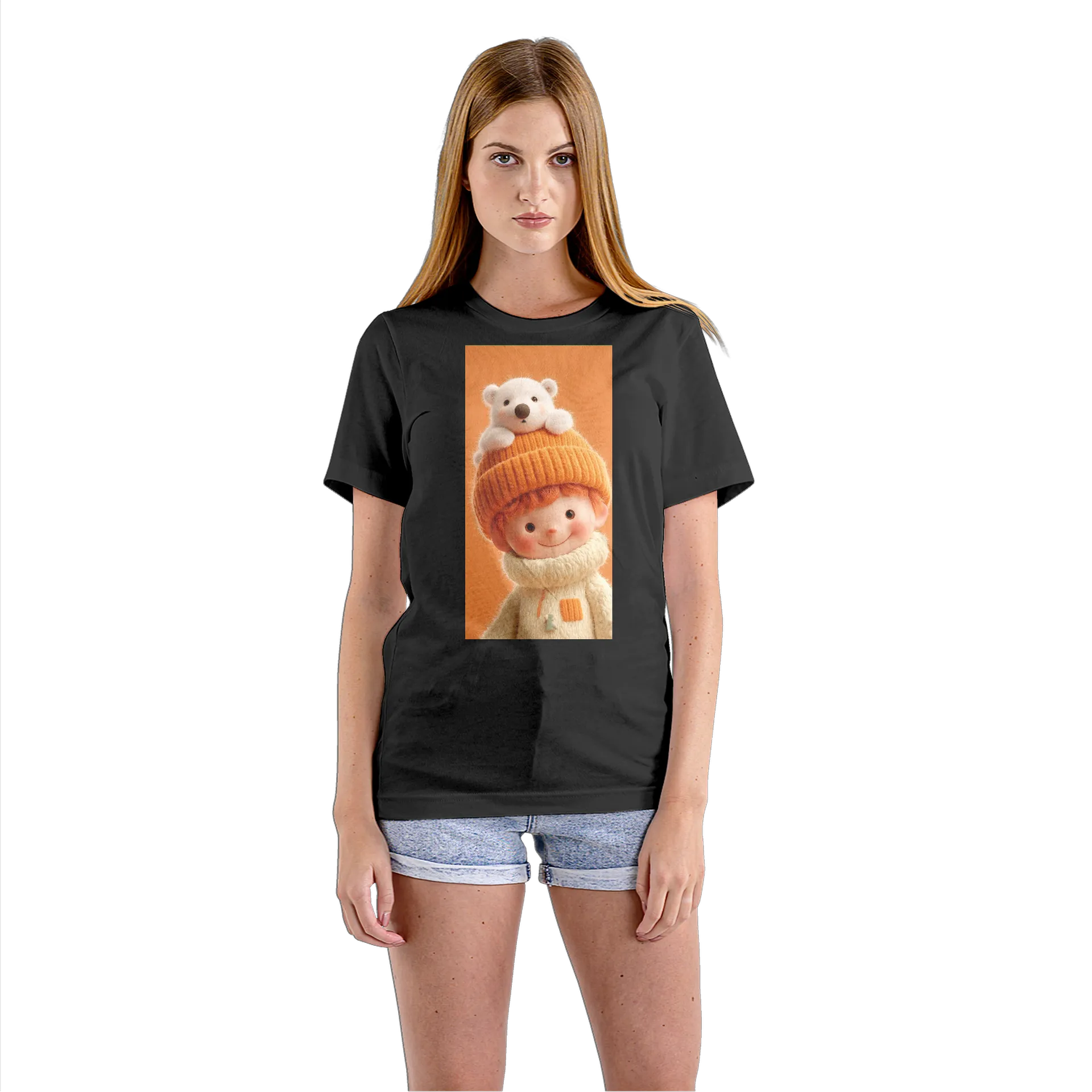 Camiseta Babylook Boneco com Urso de Pelúcia 100% Algodão - Imagem 3