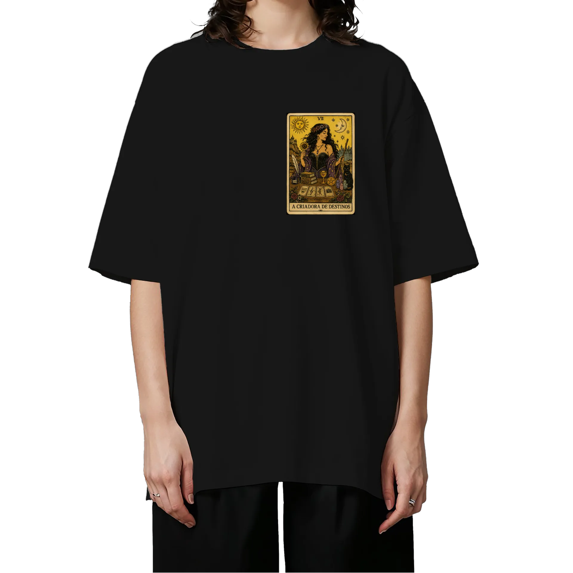Camiseta Oversized A Criadora De Destinos Estampa Dourada - Imagem 3