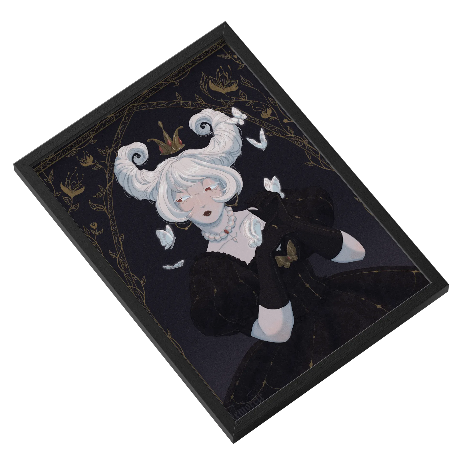 Quadro Anime Princesa de Cabelos Brancos A3 com Vidro - Imagem 2