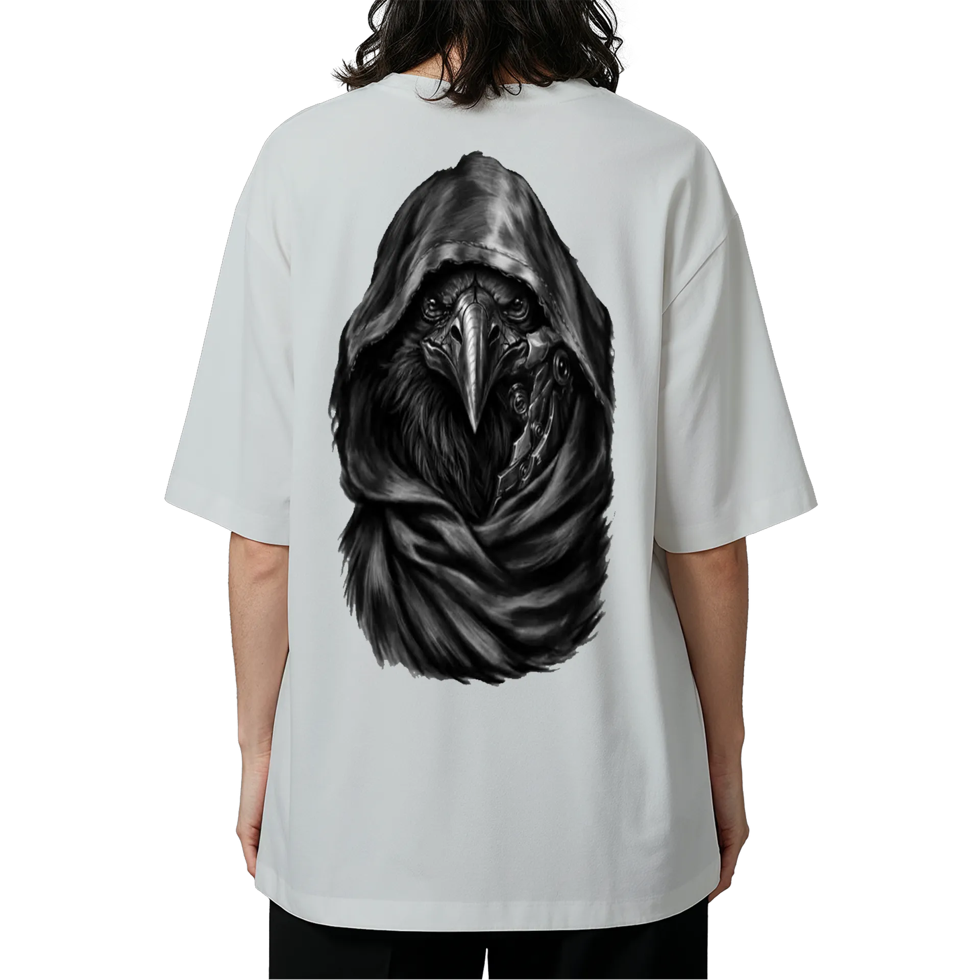 Camiseta Oversized Máscara de Médico da Peste Monocromática - Imagem 5