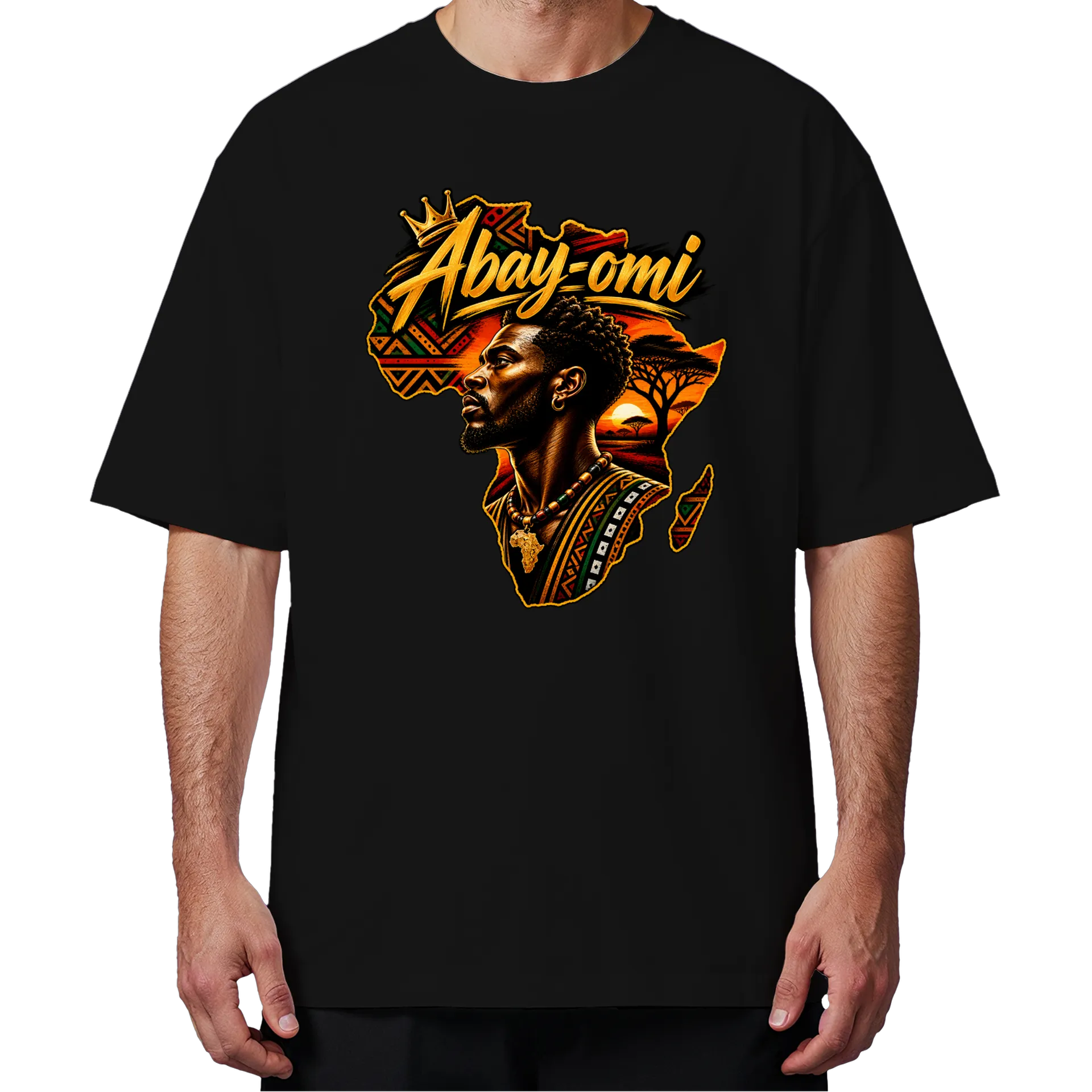 Camiseta Oversized Abayomi Estampa Africana Ilustrada - Imagem 4