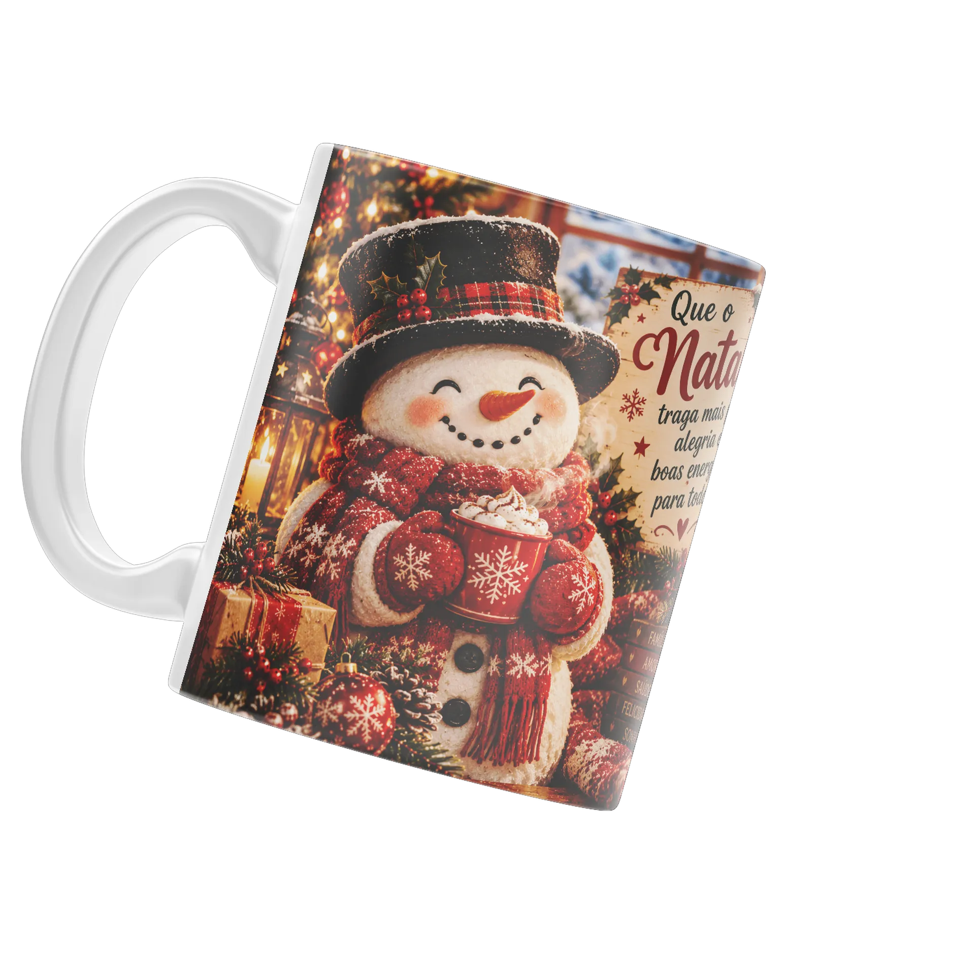 Caneca Boneco de Neve Natal com Frase 325ml - Imagem 3