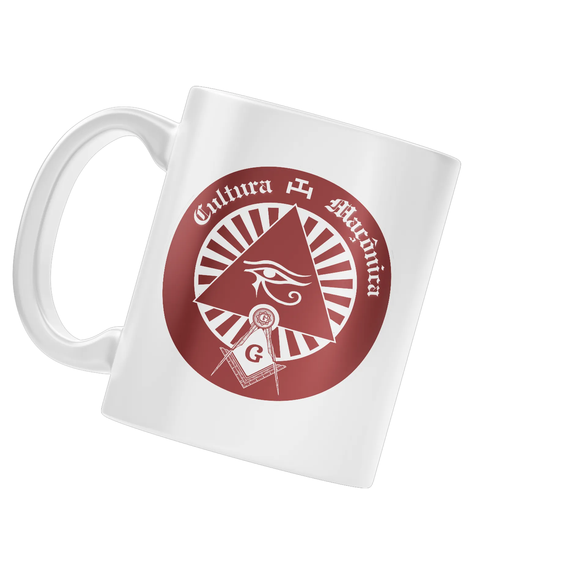 Caneca com o logo Cultura Maçônica na cor vinho de Cultura Maçônica — imagem 1 de 4