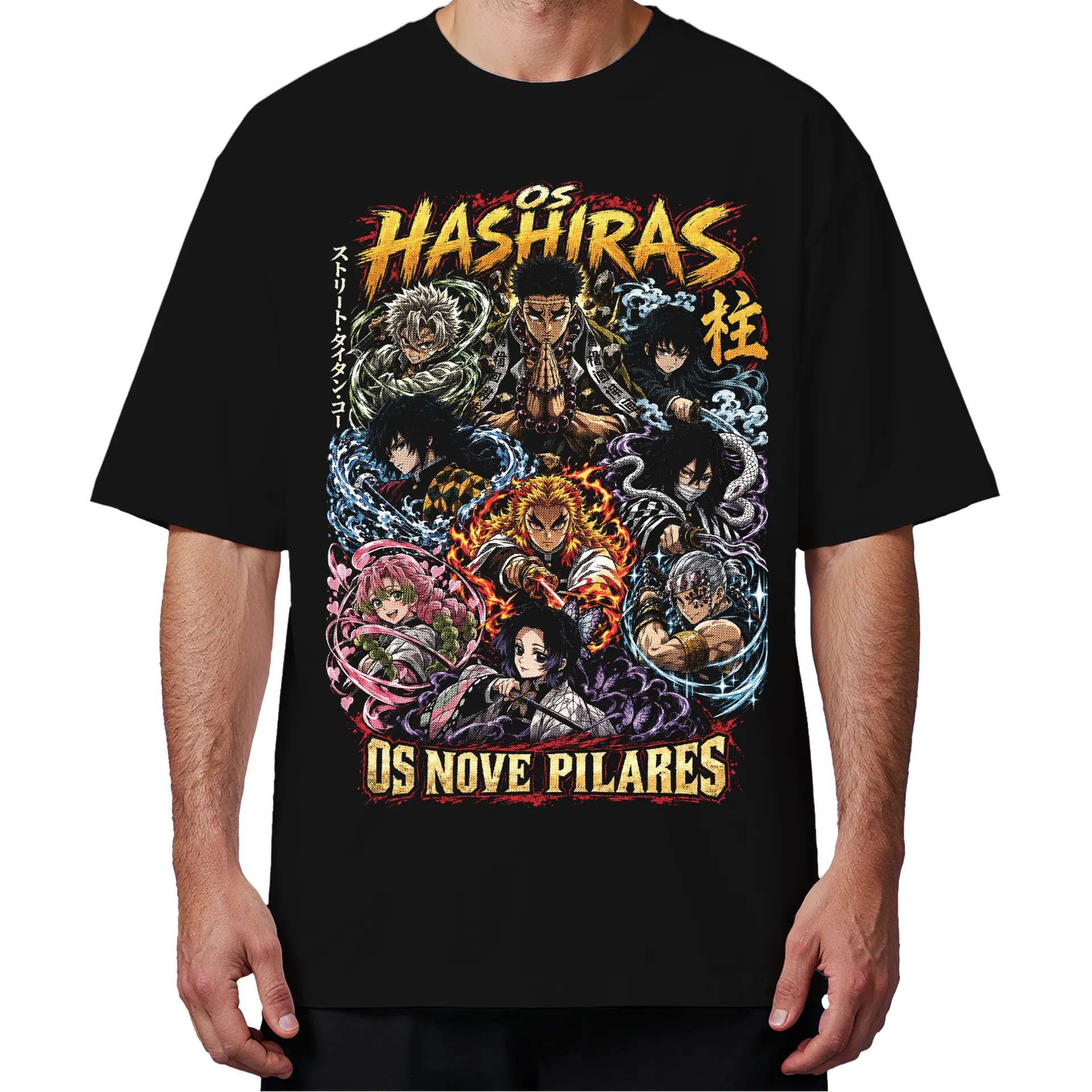 Camiseta Oversized Hashiras Nove Pilares Premium - Imagem 4