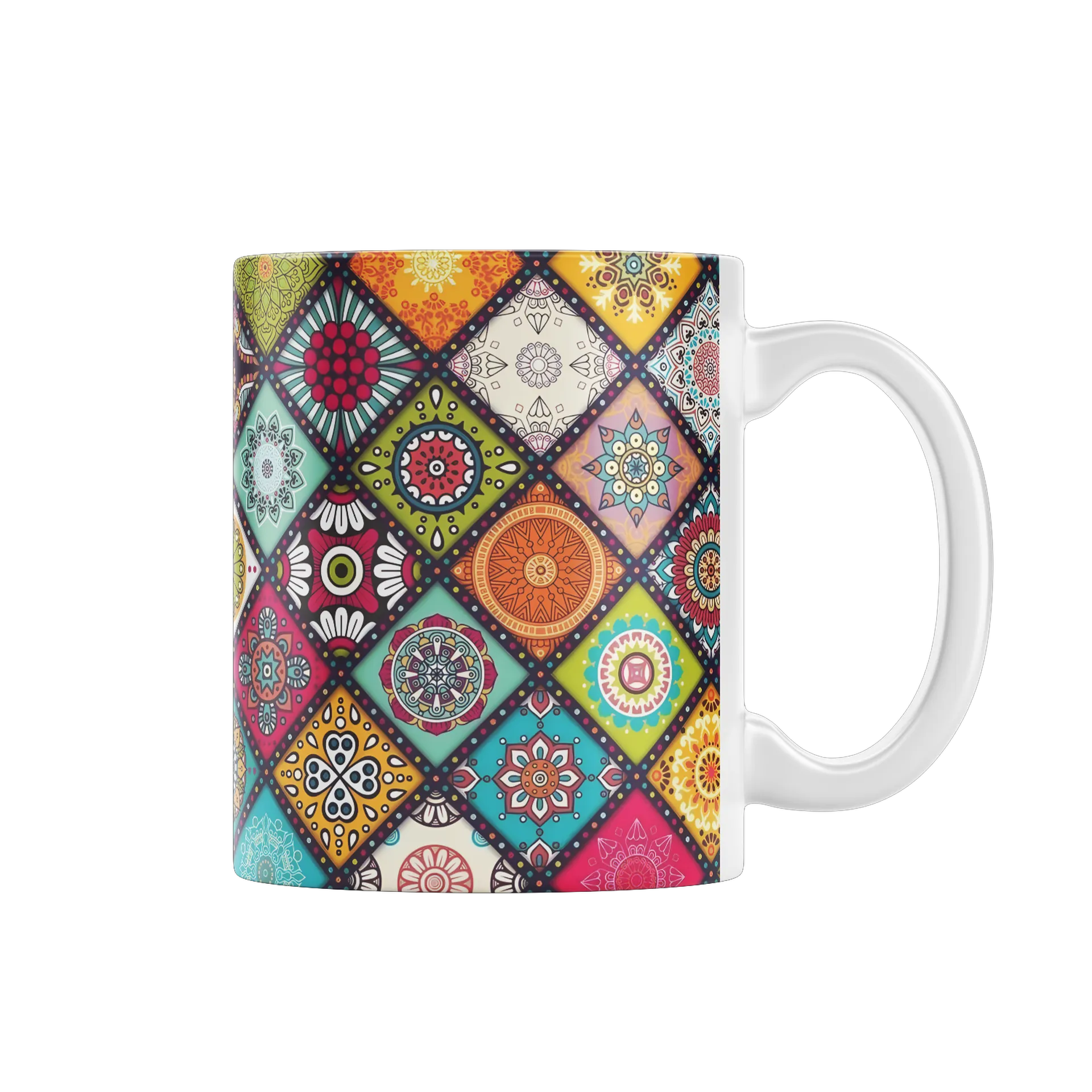Caneca Estampa Mandalas Coloridas 325ml - Imagem 1