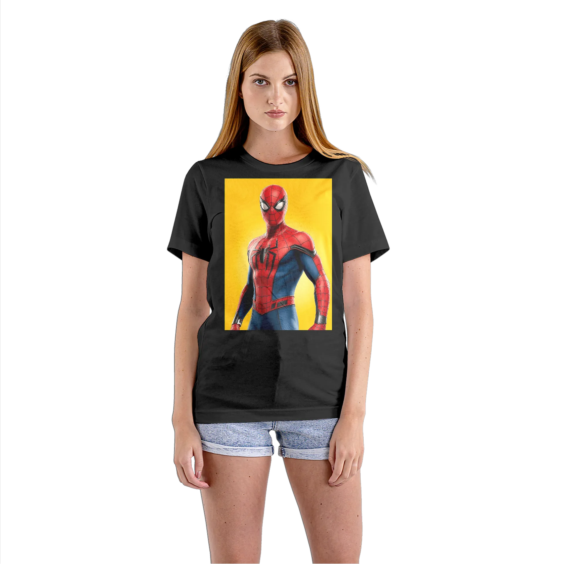 Camiseta Babylook Homem-Aranha Ilustração Vermelha e Azul - Imagem 3