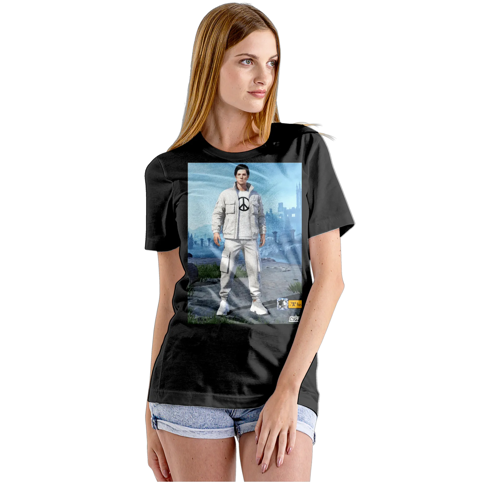 Camiseta Babylook Símbolo da Paz Preto 100% Algodão - Imagem 5