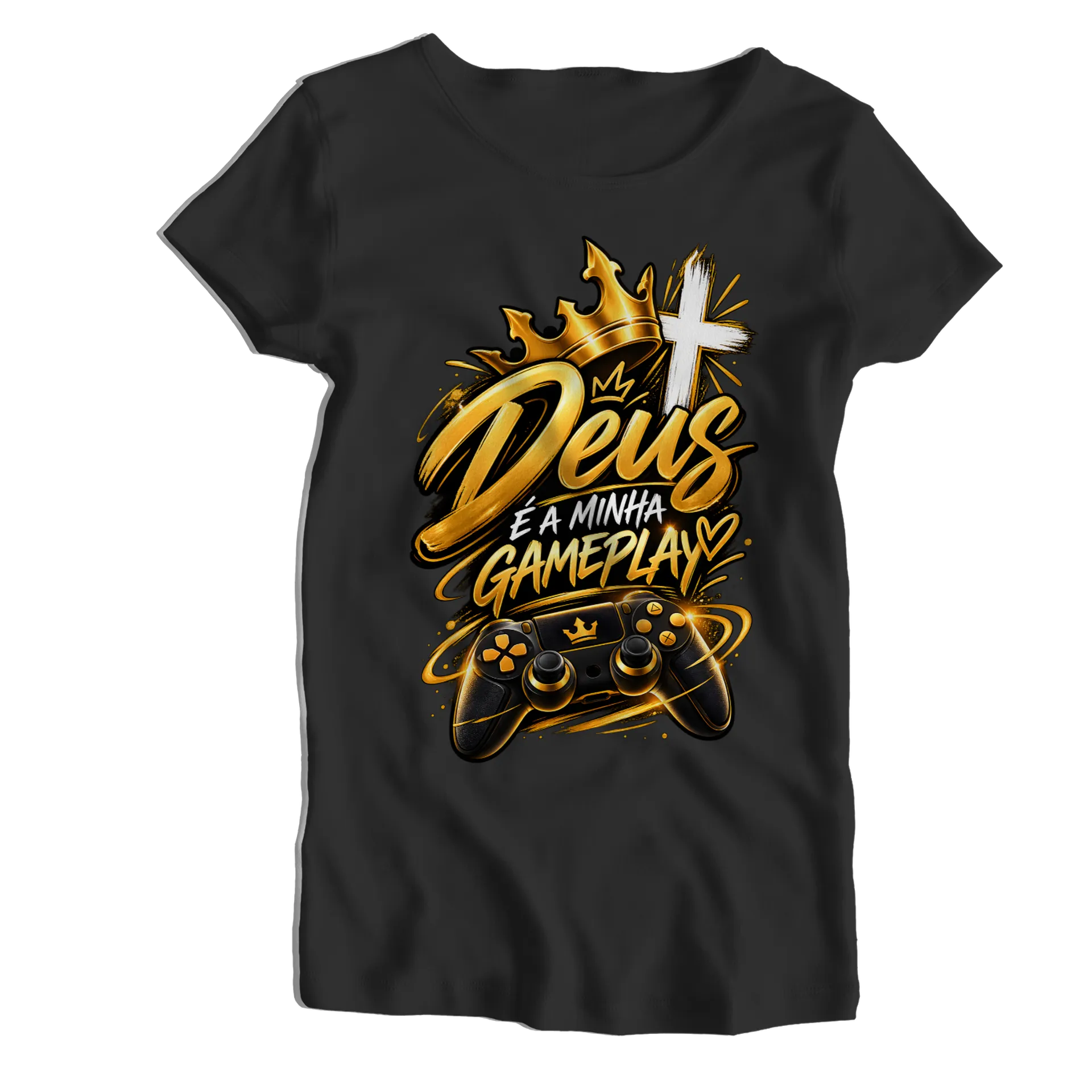 Camiseta Babylook Deus é a Minha Gameplay 100% Algodão - Imagem 1