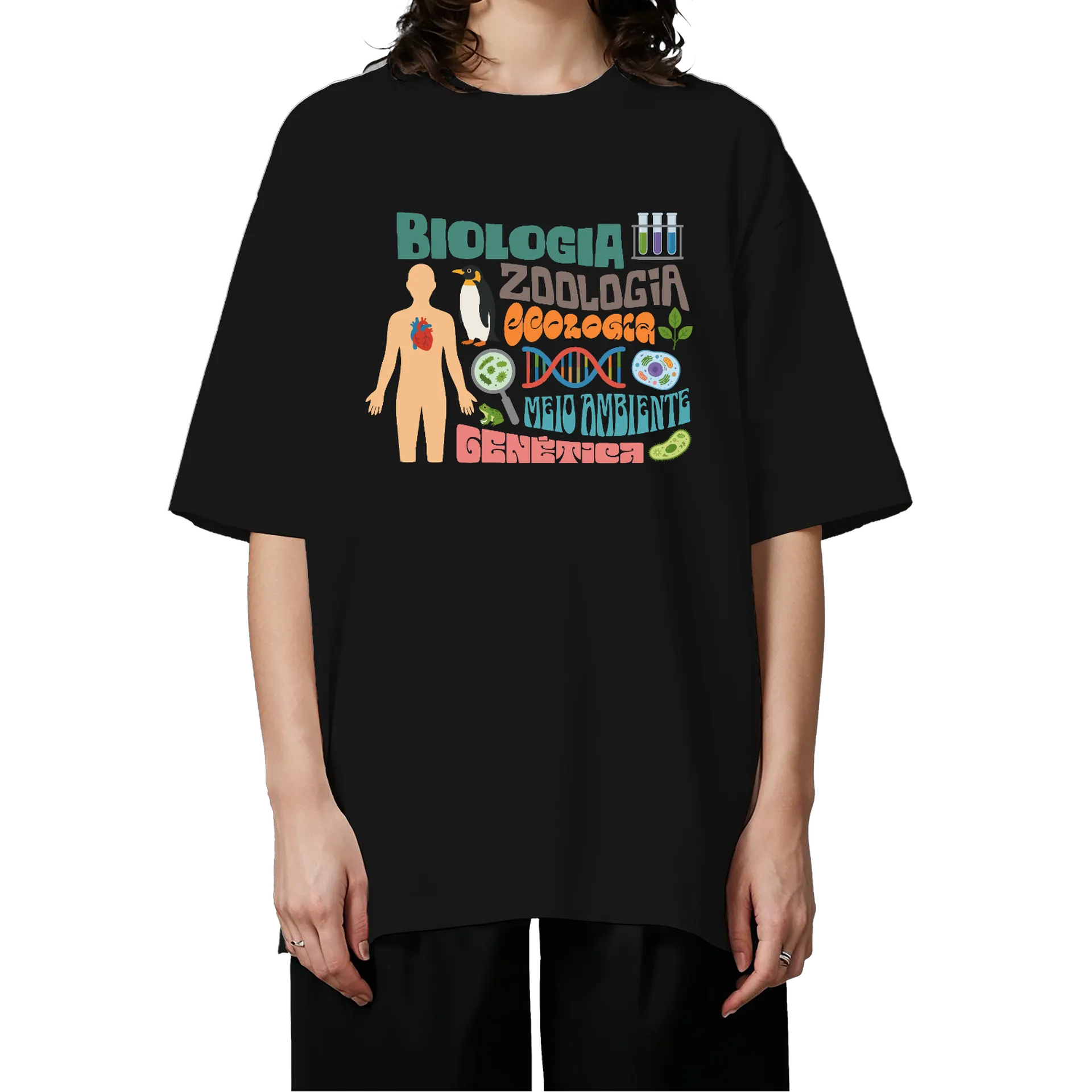 Camiseta Oversized Biologia Zoologia Ecologia Preto - Imagem 3