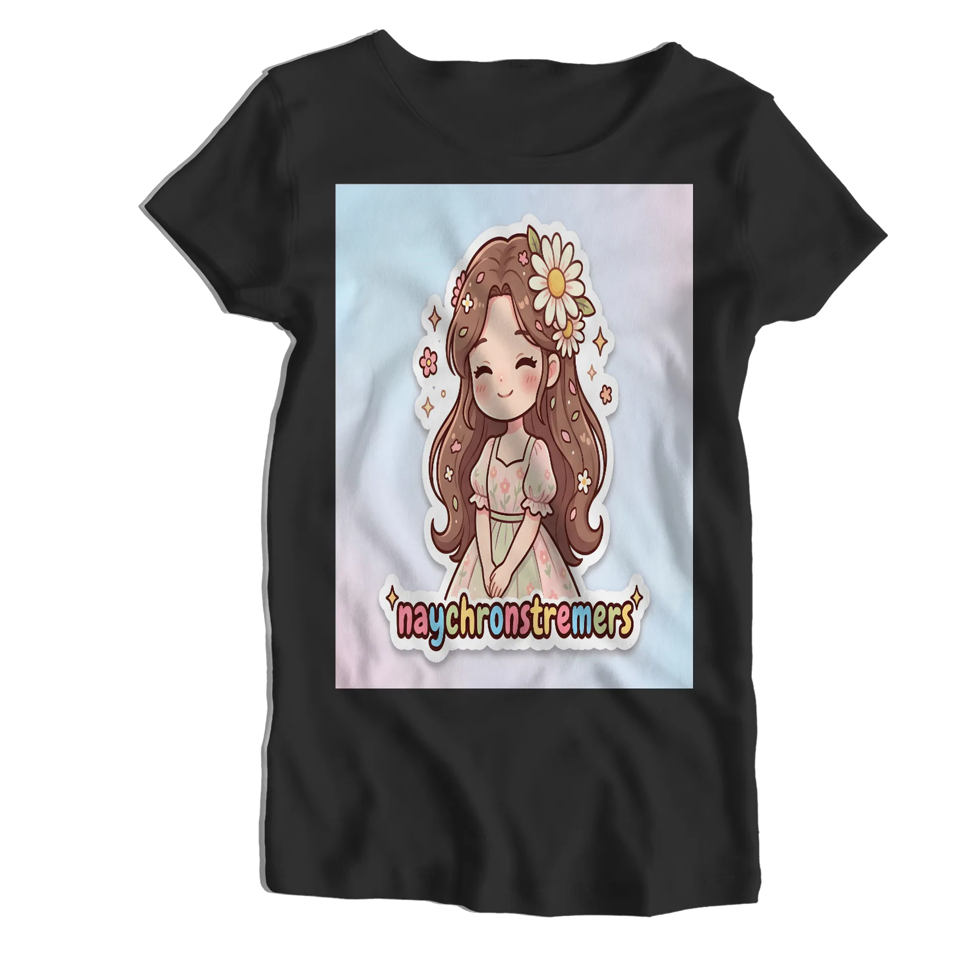 Camiseta Babylook Menina Cartoon Flores 'naychronstreamers' - Imagem 1