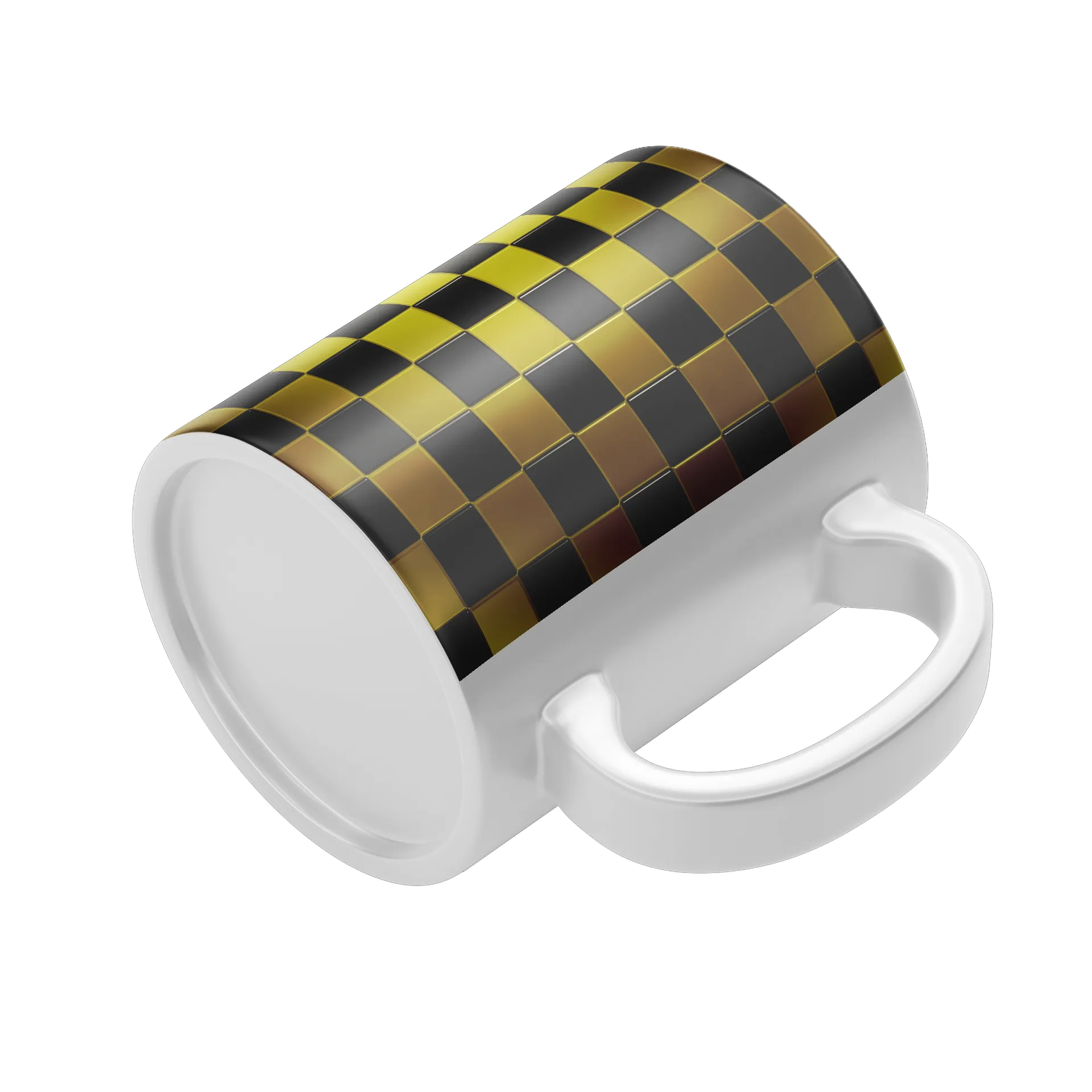 Caneca Xadrez Amarelo Preto  - Imagem 4