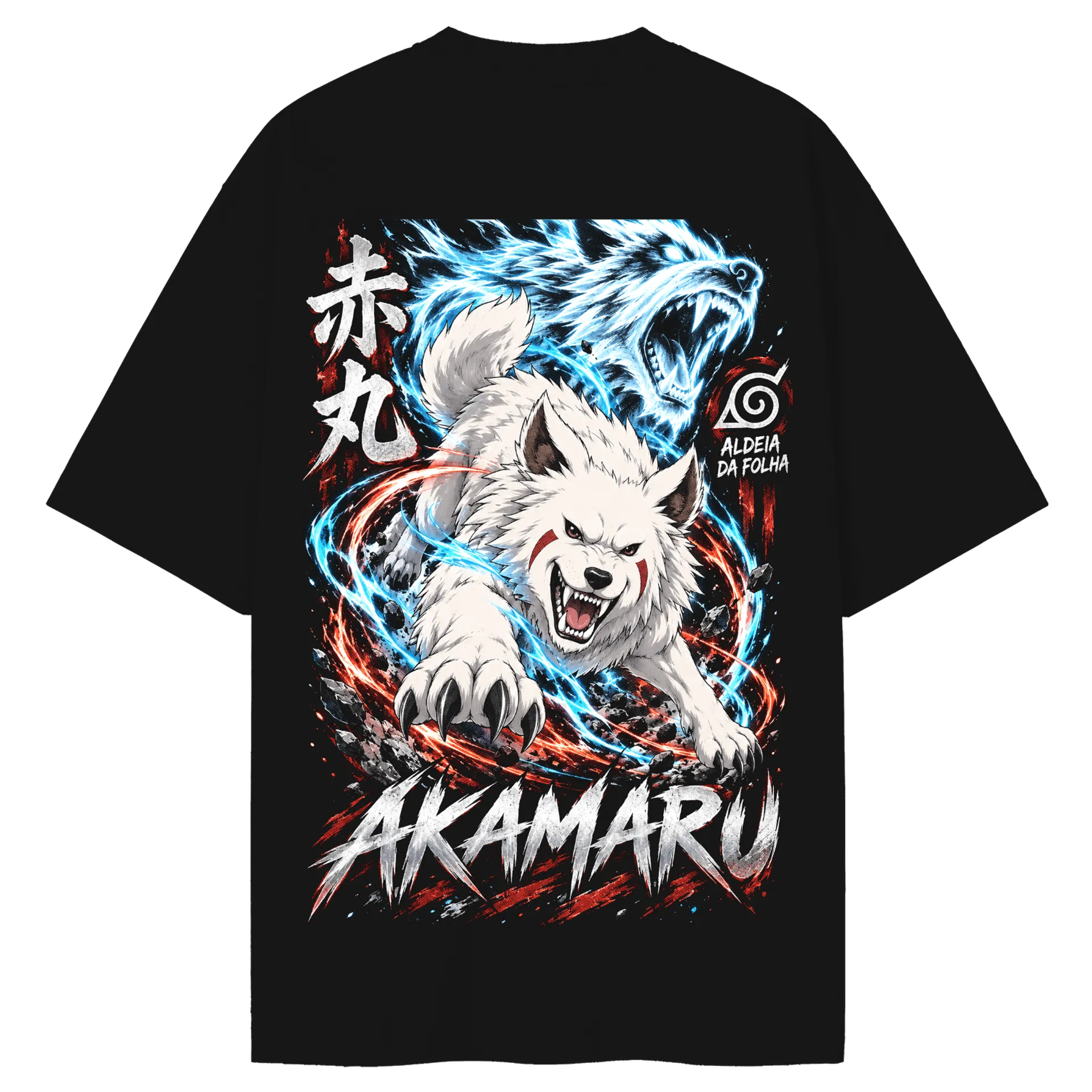 Camiseta Oversized Akamaru em Ataque Anime Naruto Premium - Imagem 2