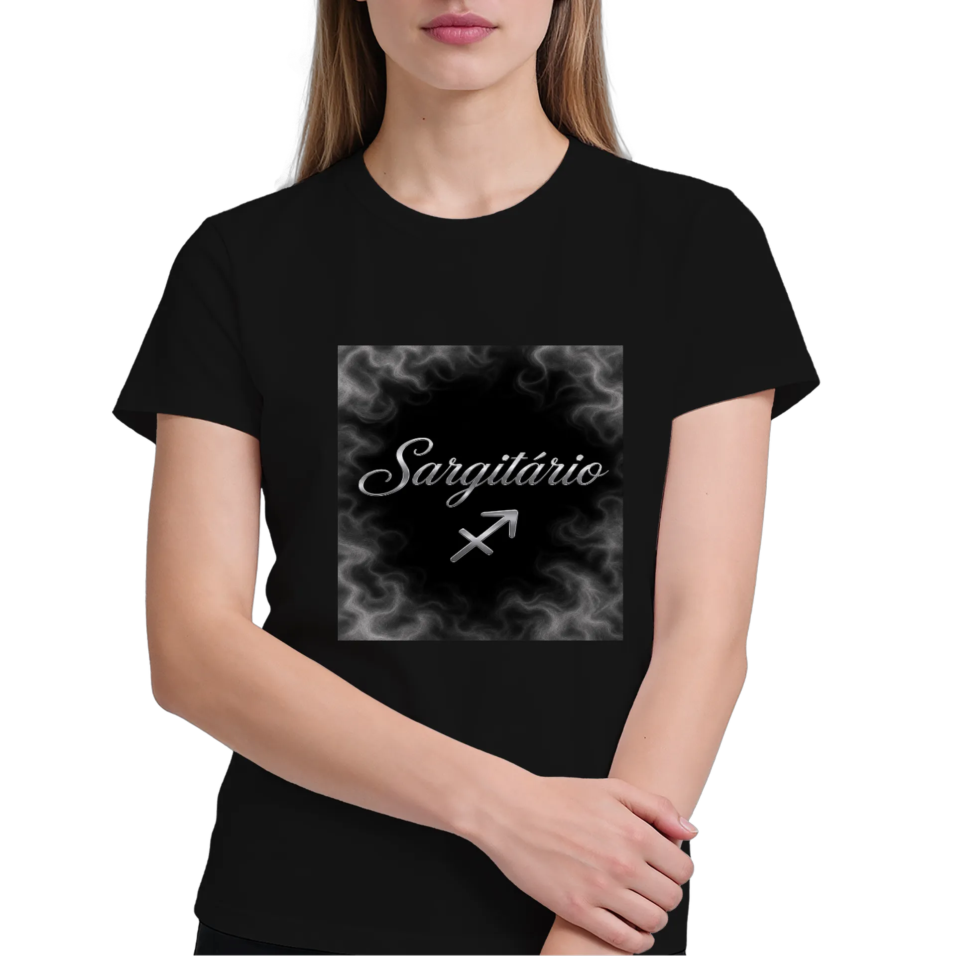 Camiseta Sagitário 100% Algodão Preto - Imagem 4
